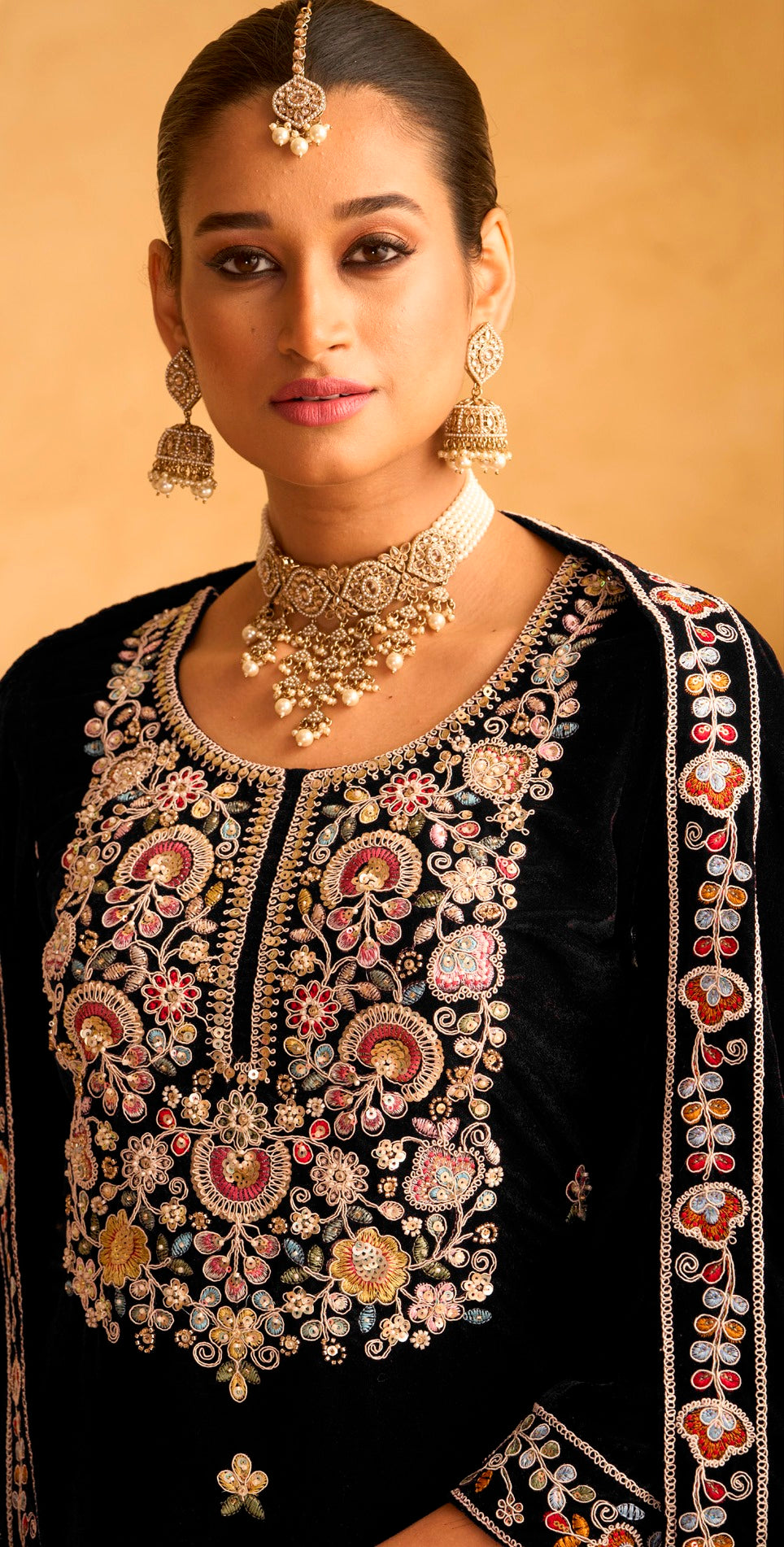 Black Heavy Designer Suit With Heavy Embroidery Work
