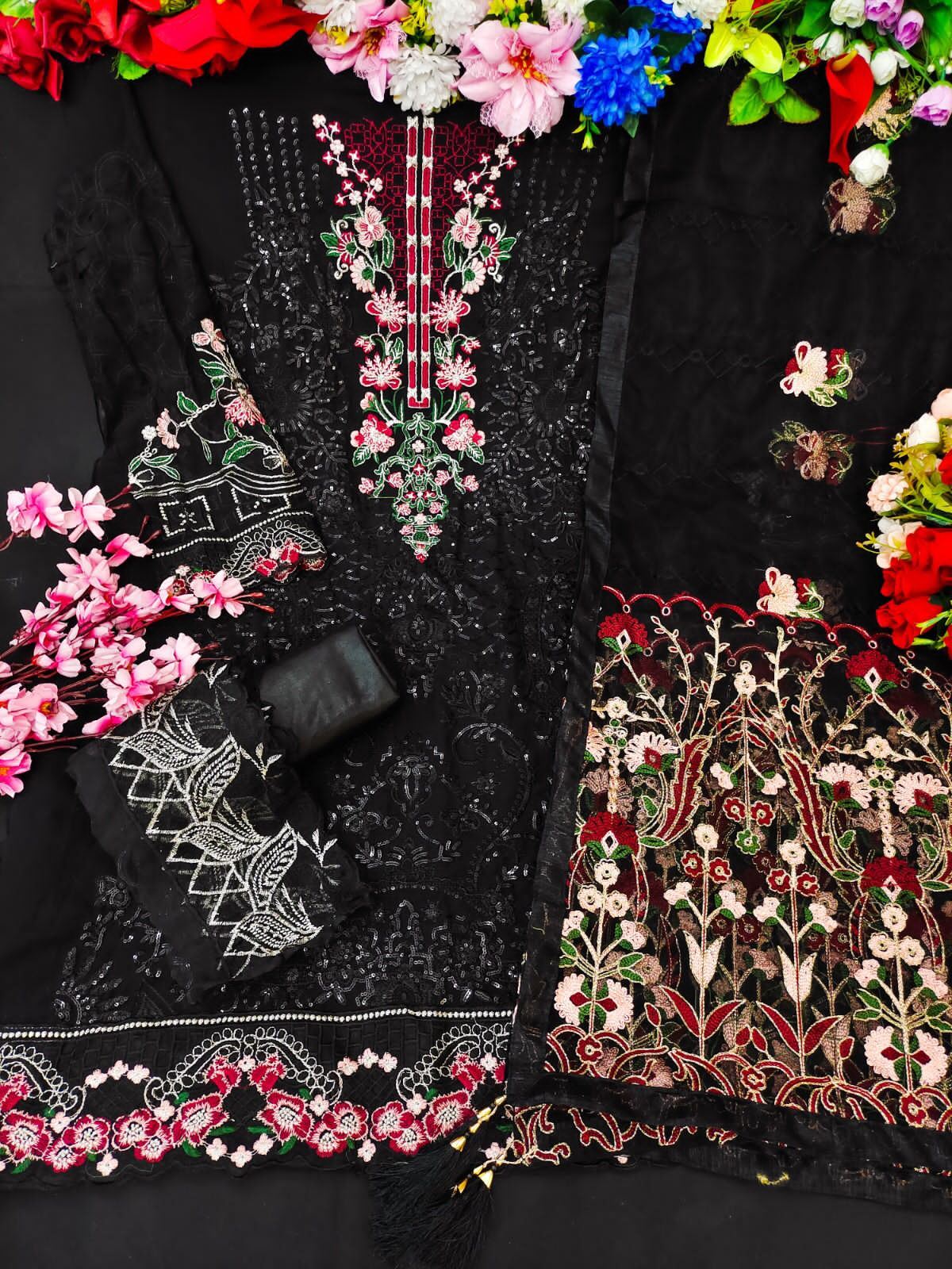 Black Heavy Designer Suit With Heavy Embroidery Work