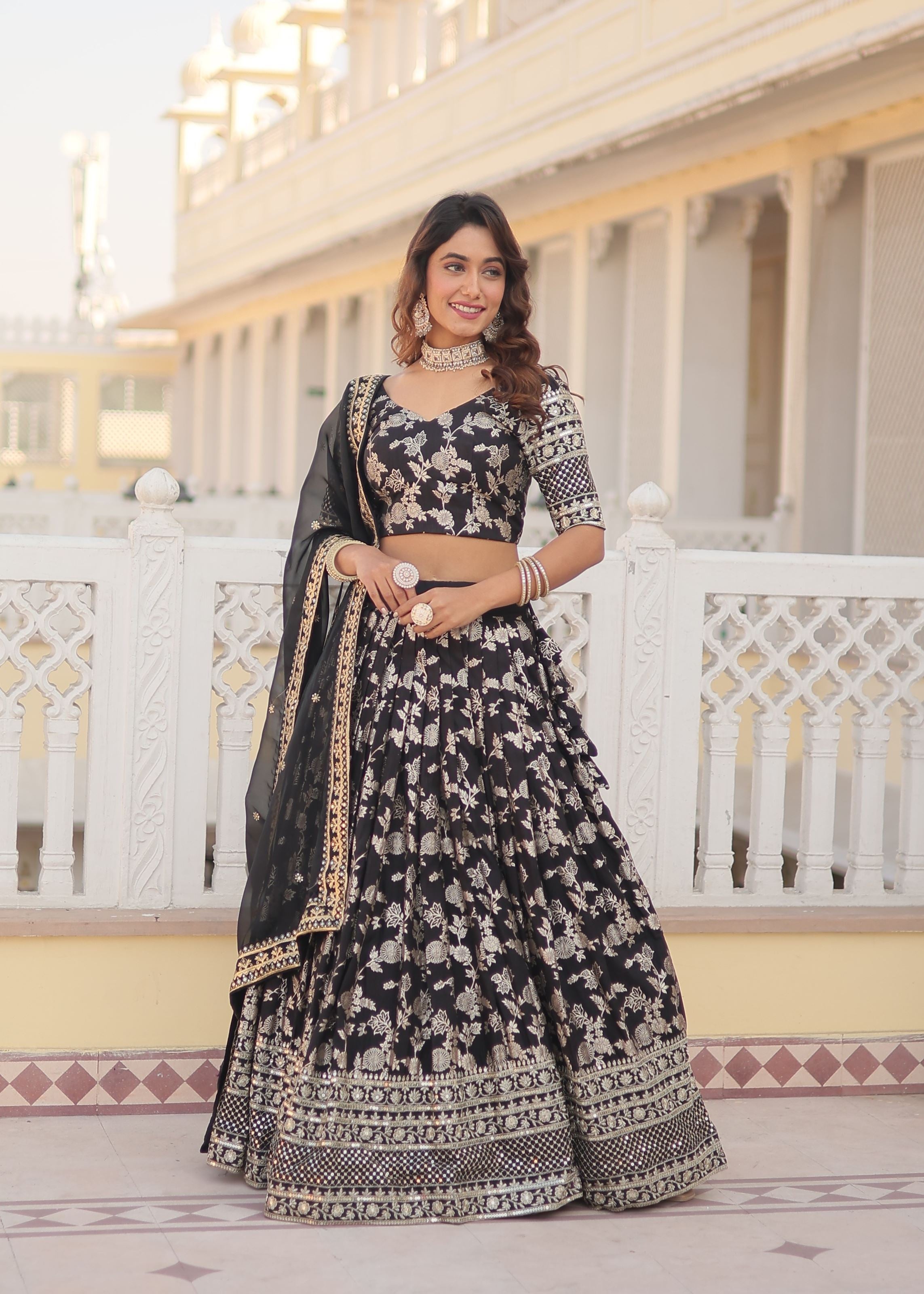 Black Lehenga Choli with Heavy Embroidered Sequins work