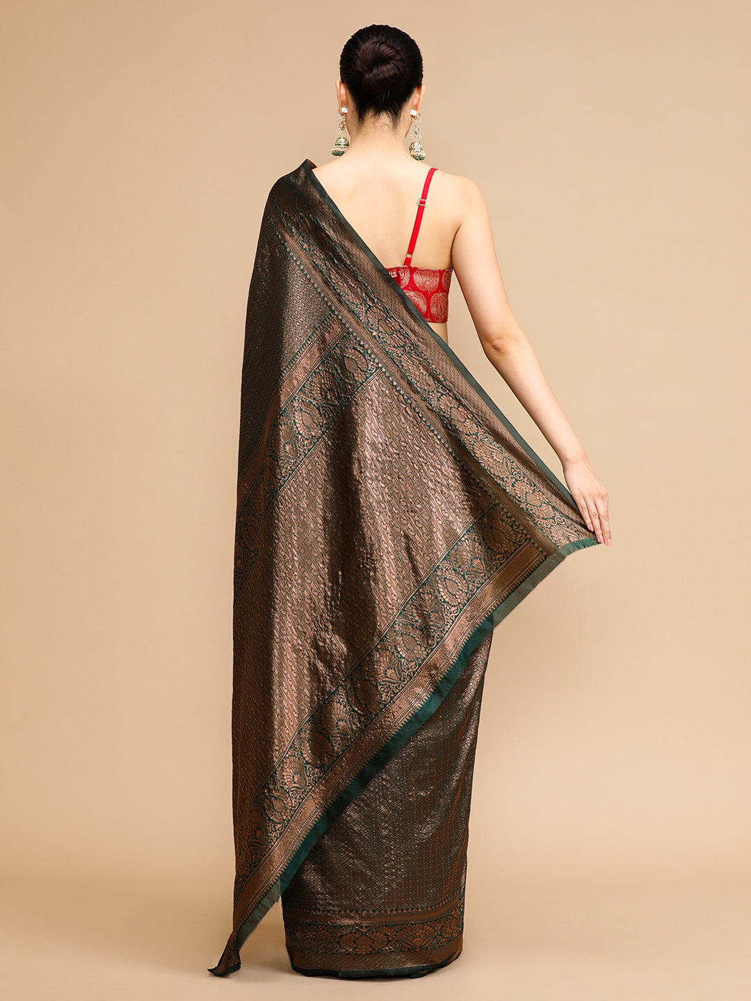 Black Lichi Silk Saree Woven Jacquard Designer For Ceremonial Looks