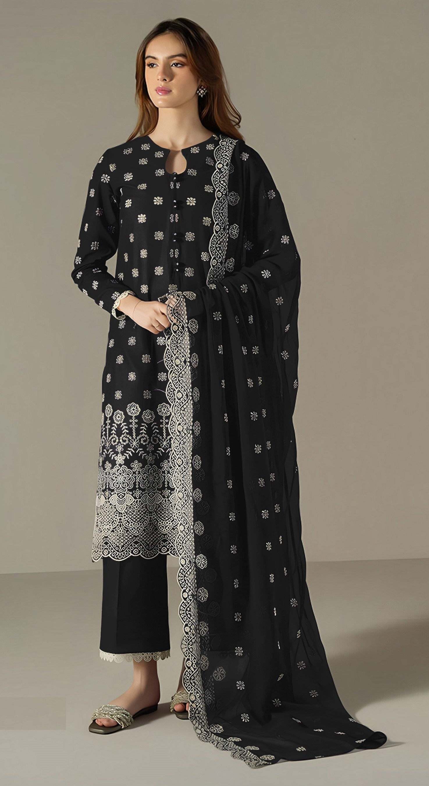 Black Pakistani Salwar Suit With Heavy Embroidery Work