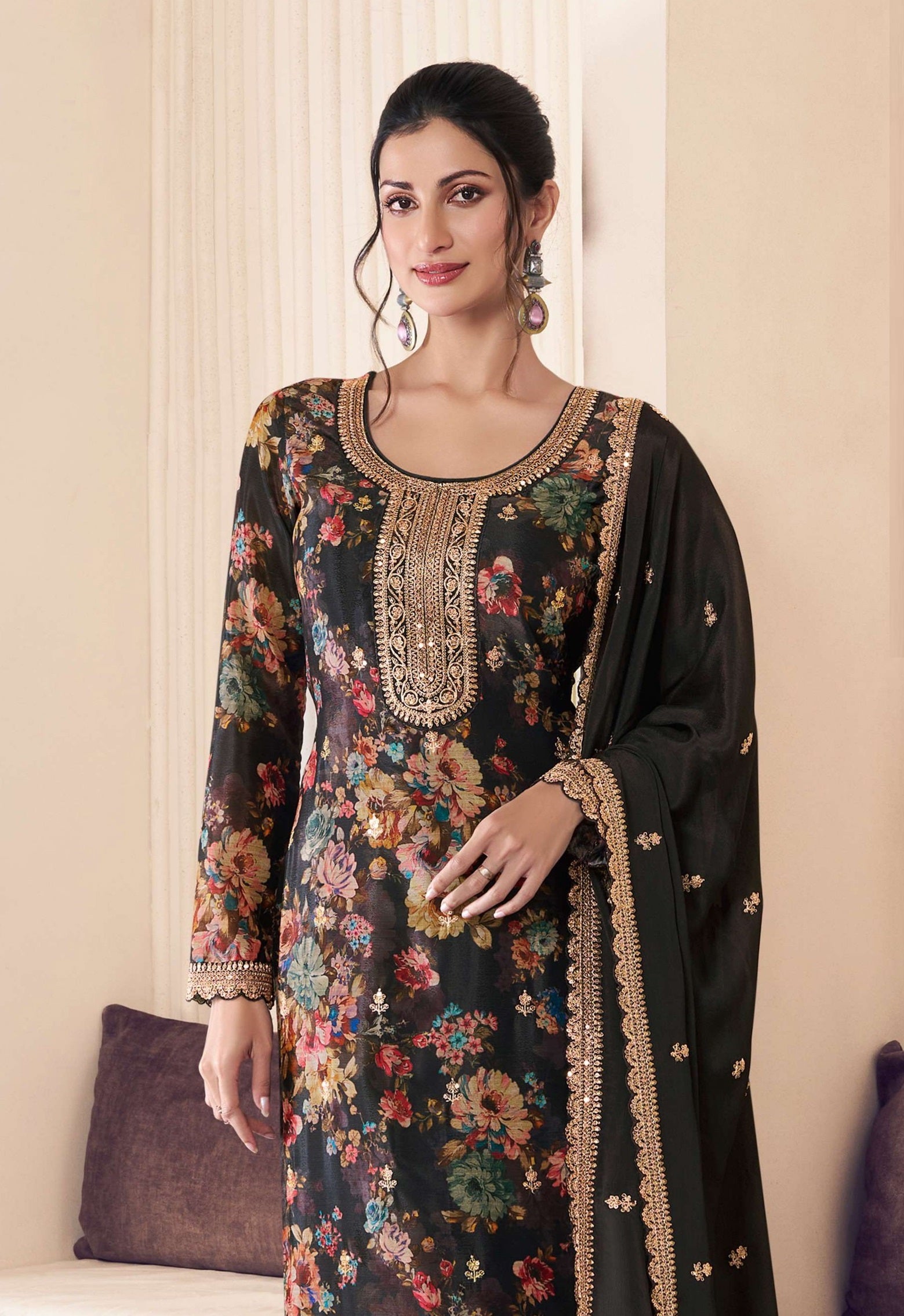 Black Pakistani Salwar Suit With Heavy Embroidery Work