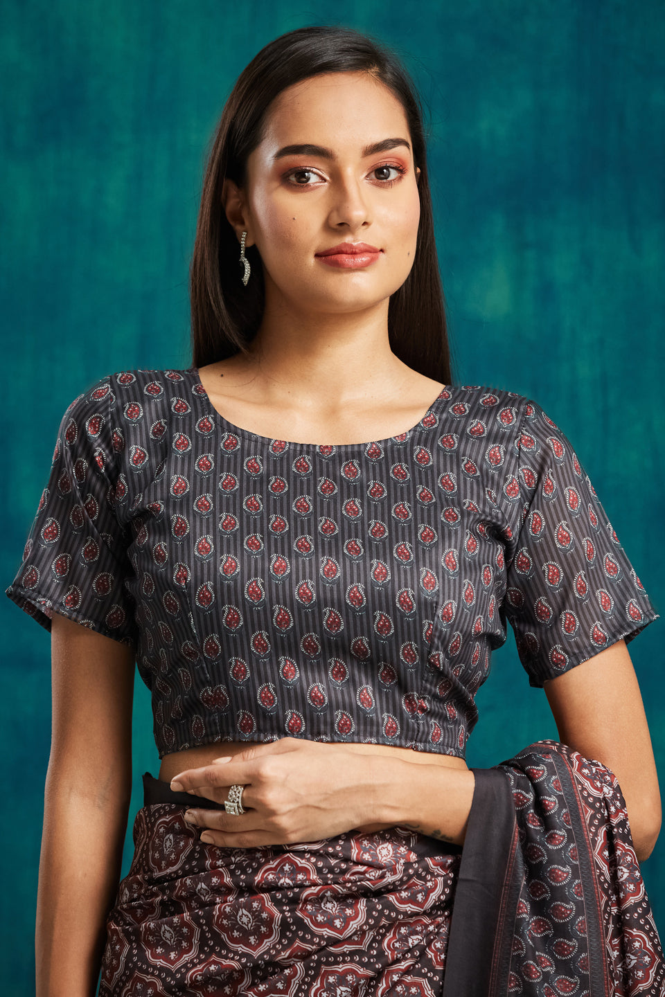 Black Pre Stitched Muslin Designer Printed Partywear Saree