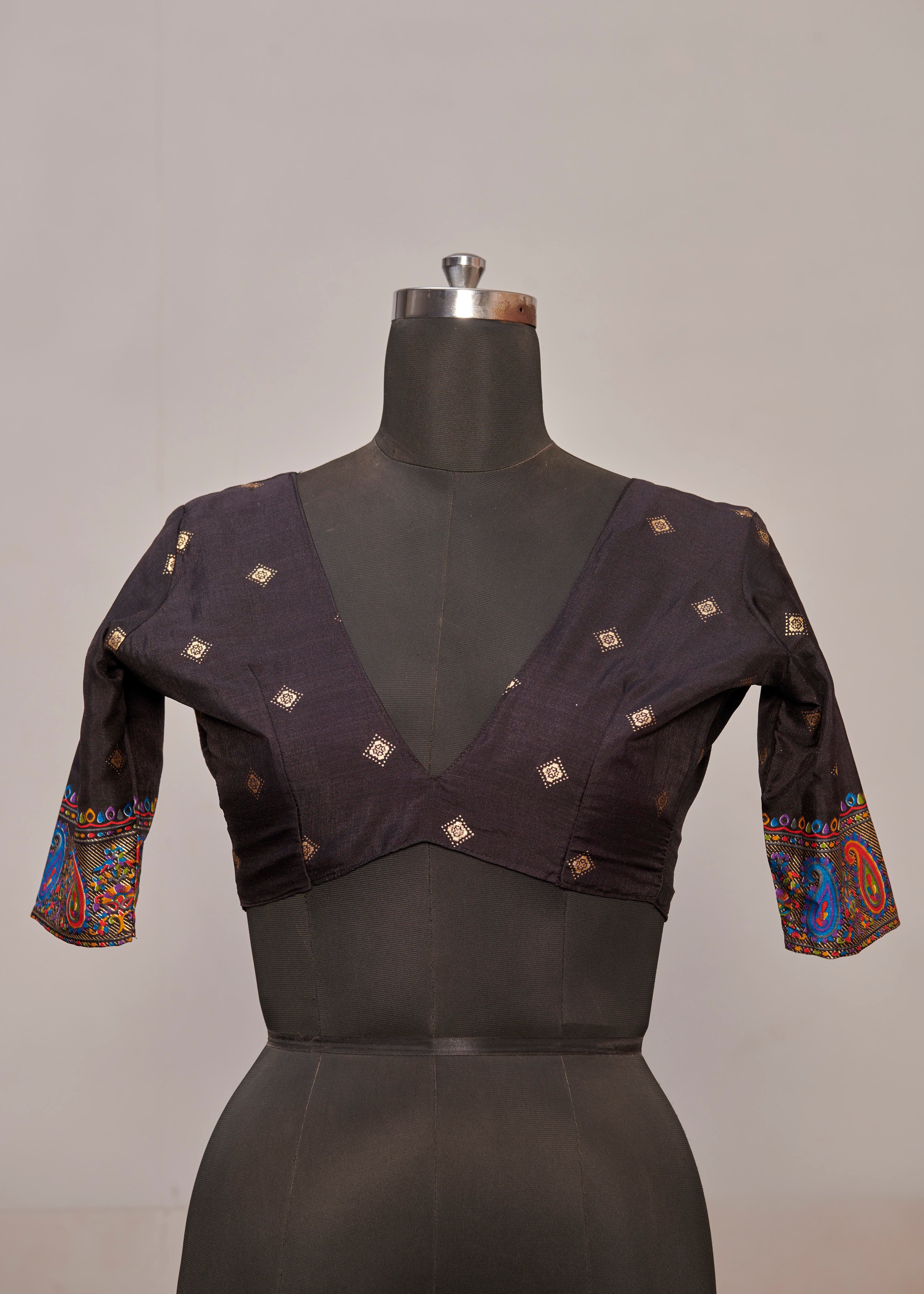 Black Velvet Tussar Silk Woven Designer With Floral Printed Ethnic Wedding Wear Saree