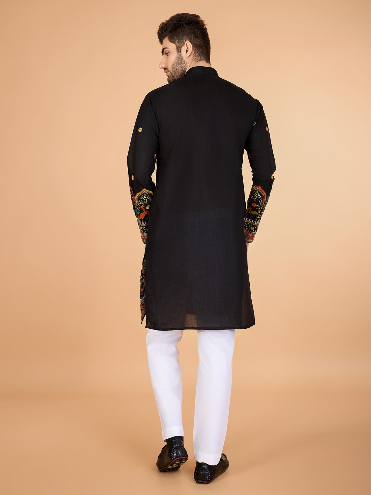 Black Viscose Silk Traditional Kurta for Ceremonial Look