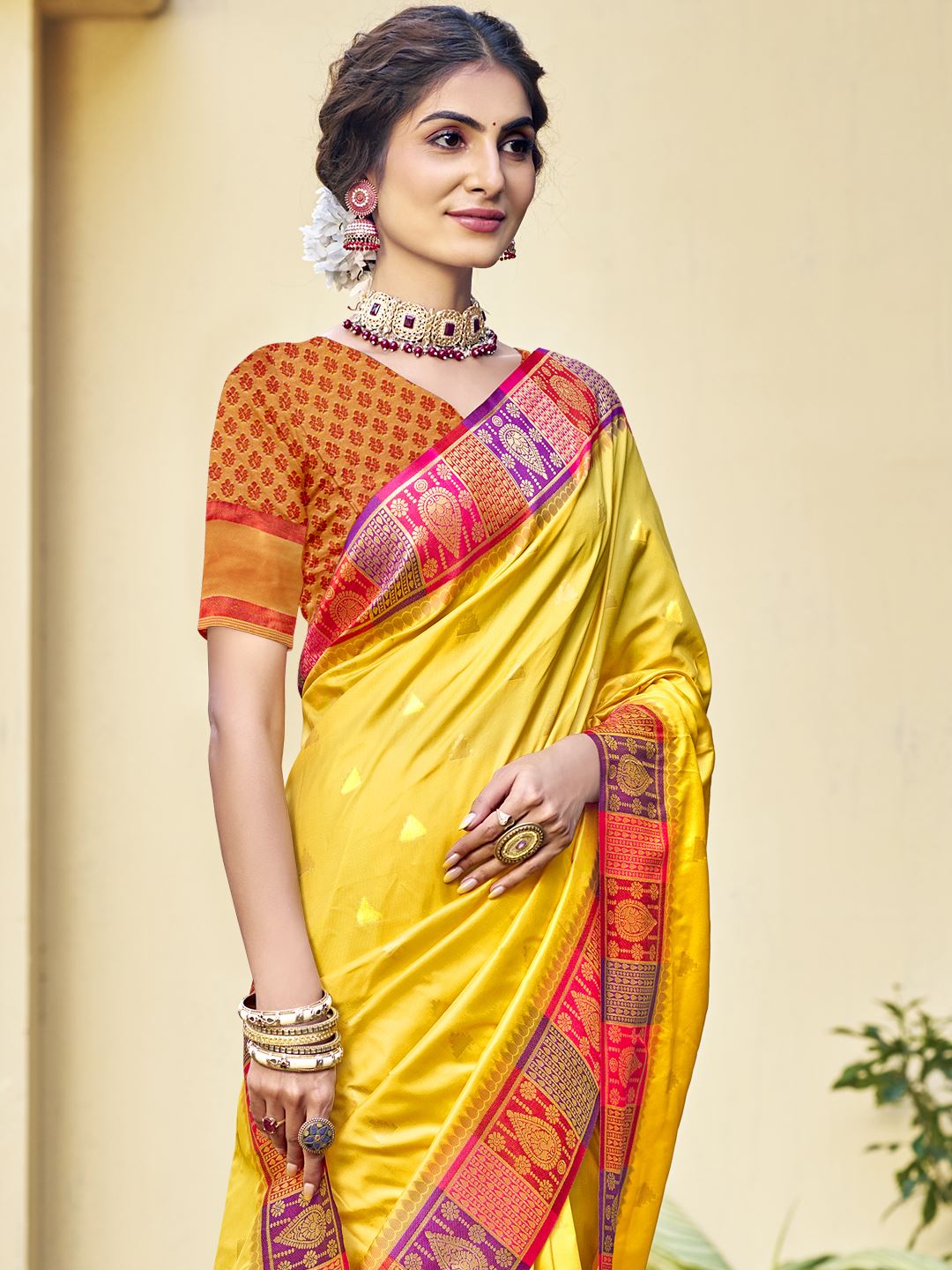 Blossoming Yellow Color Soft Silk Saree
