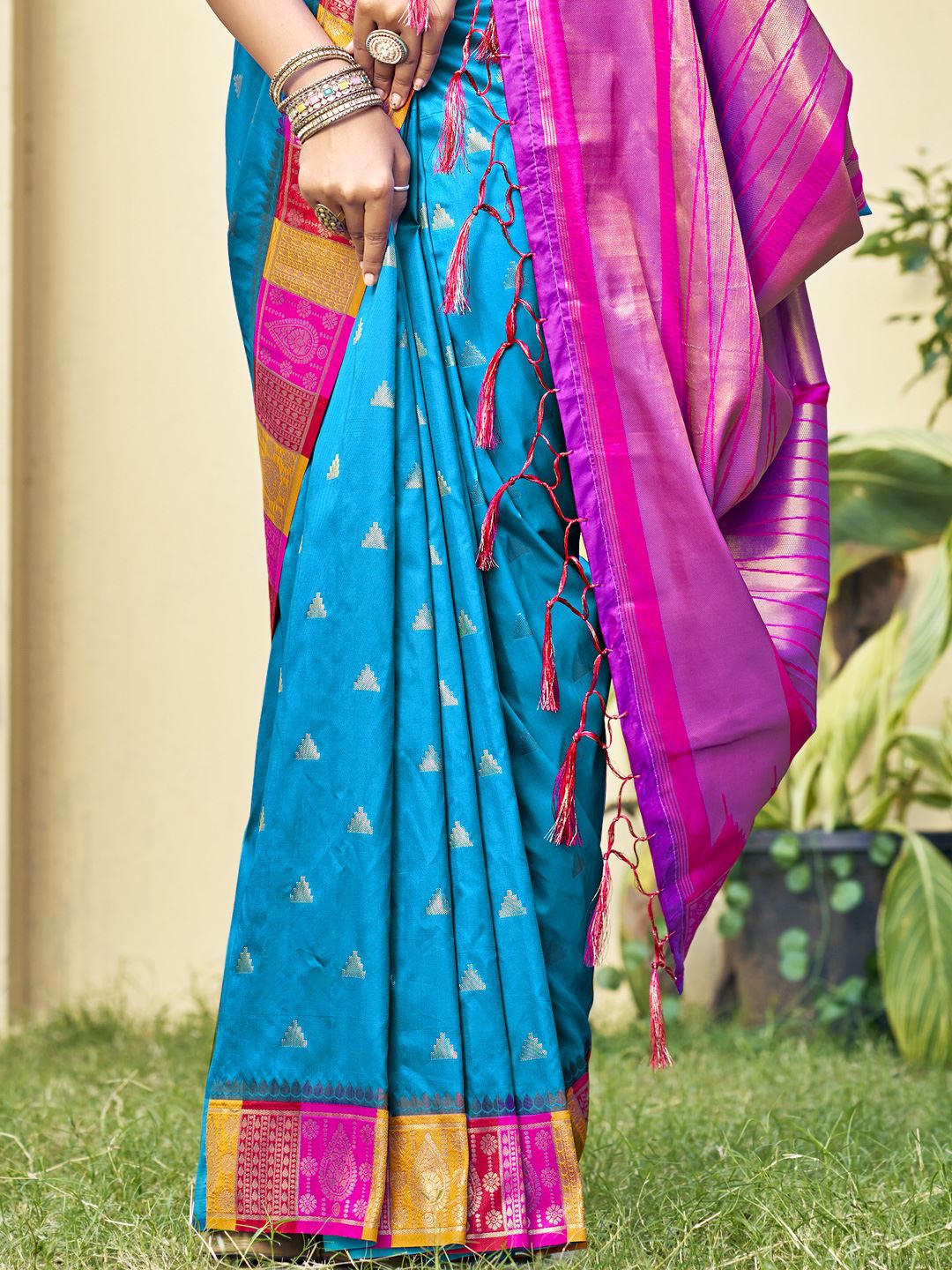 Blue Blossom Elegance Soft Silk Saree