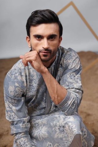 Blue Designer Printed Modal Stylish Kurta Pajama