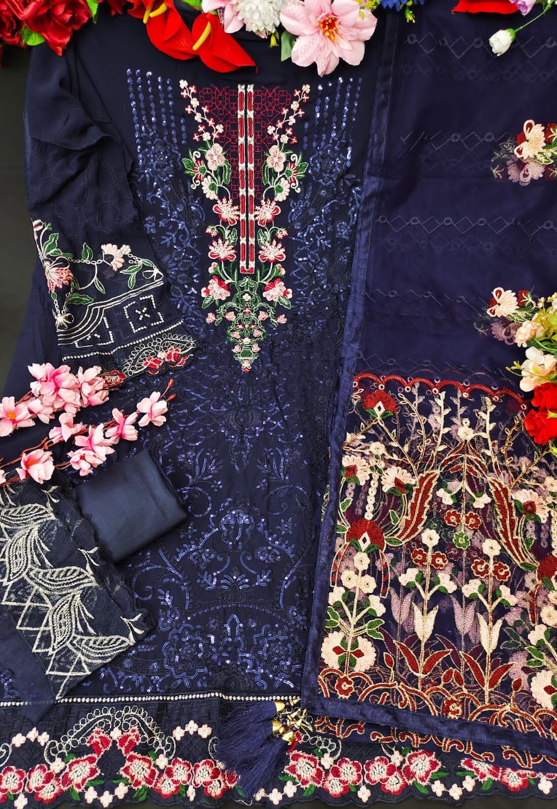Blue Heavy Designer Suit With Heavy Embroidery Work