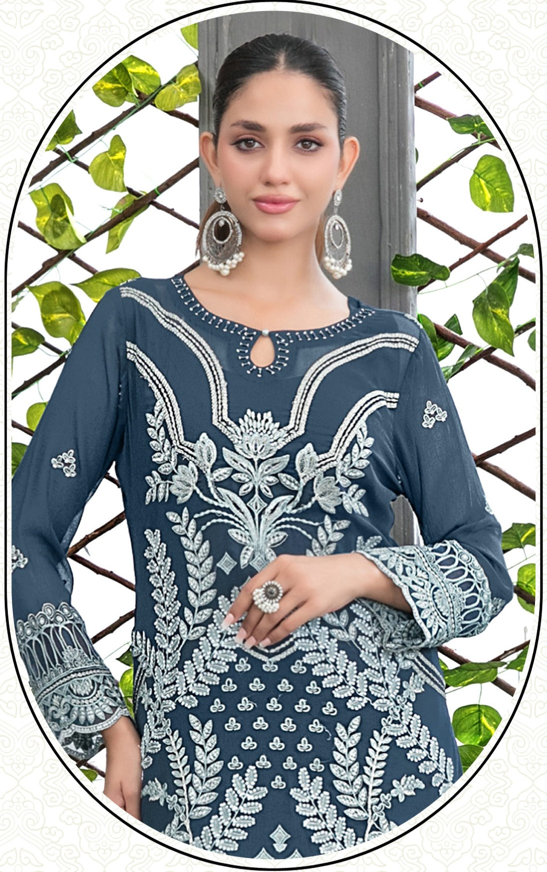 Blue Heavy Designer Suit With Heavy Embroidery Work