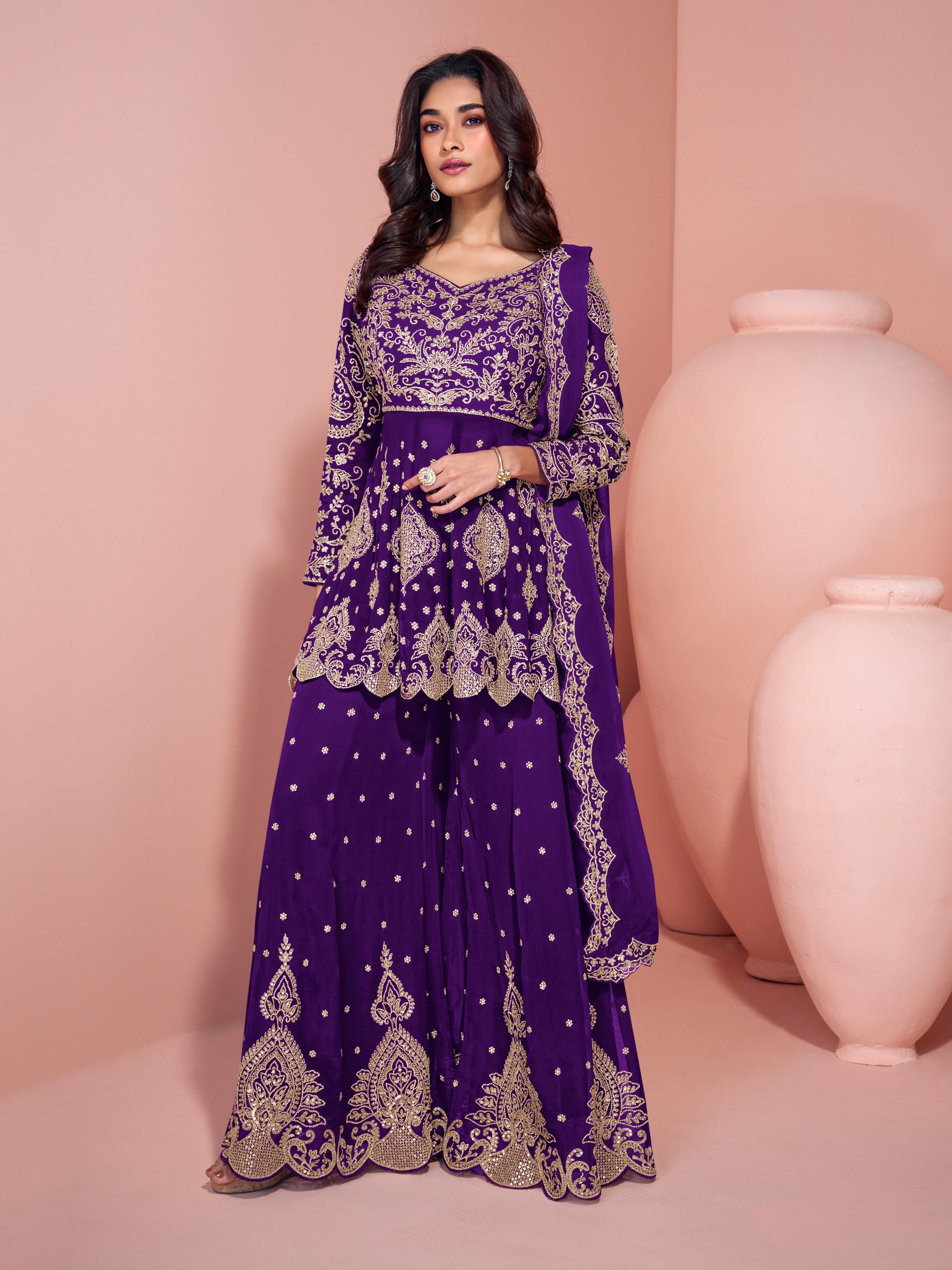 Blue Heavy Designer Suit With Heavy Embroidery Work