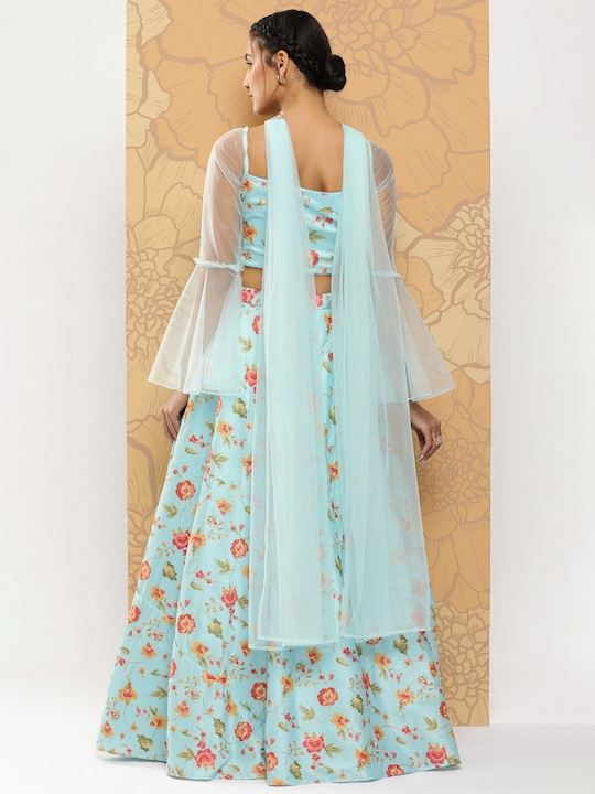 Blue Lehenga Choli with Digital Print