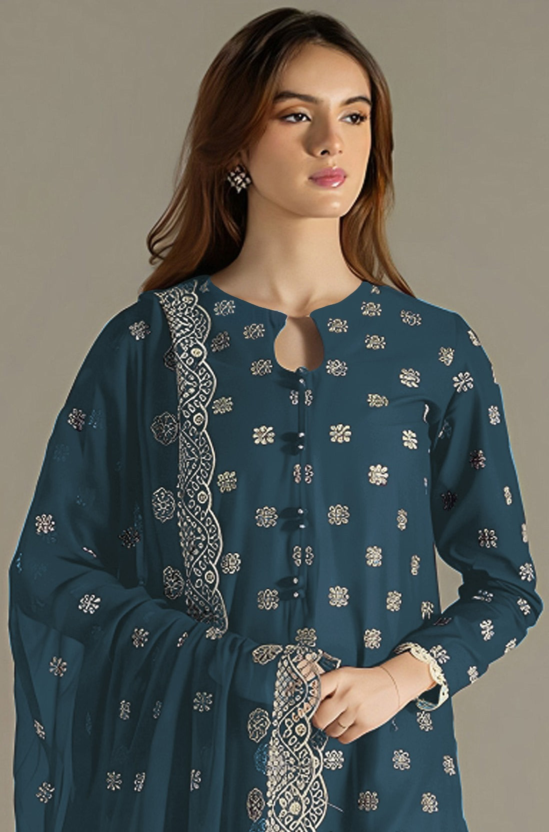 Blue Pakistani Salwar Suit With Heavy Embroidery Work