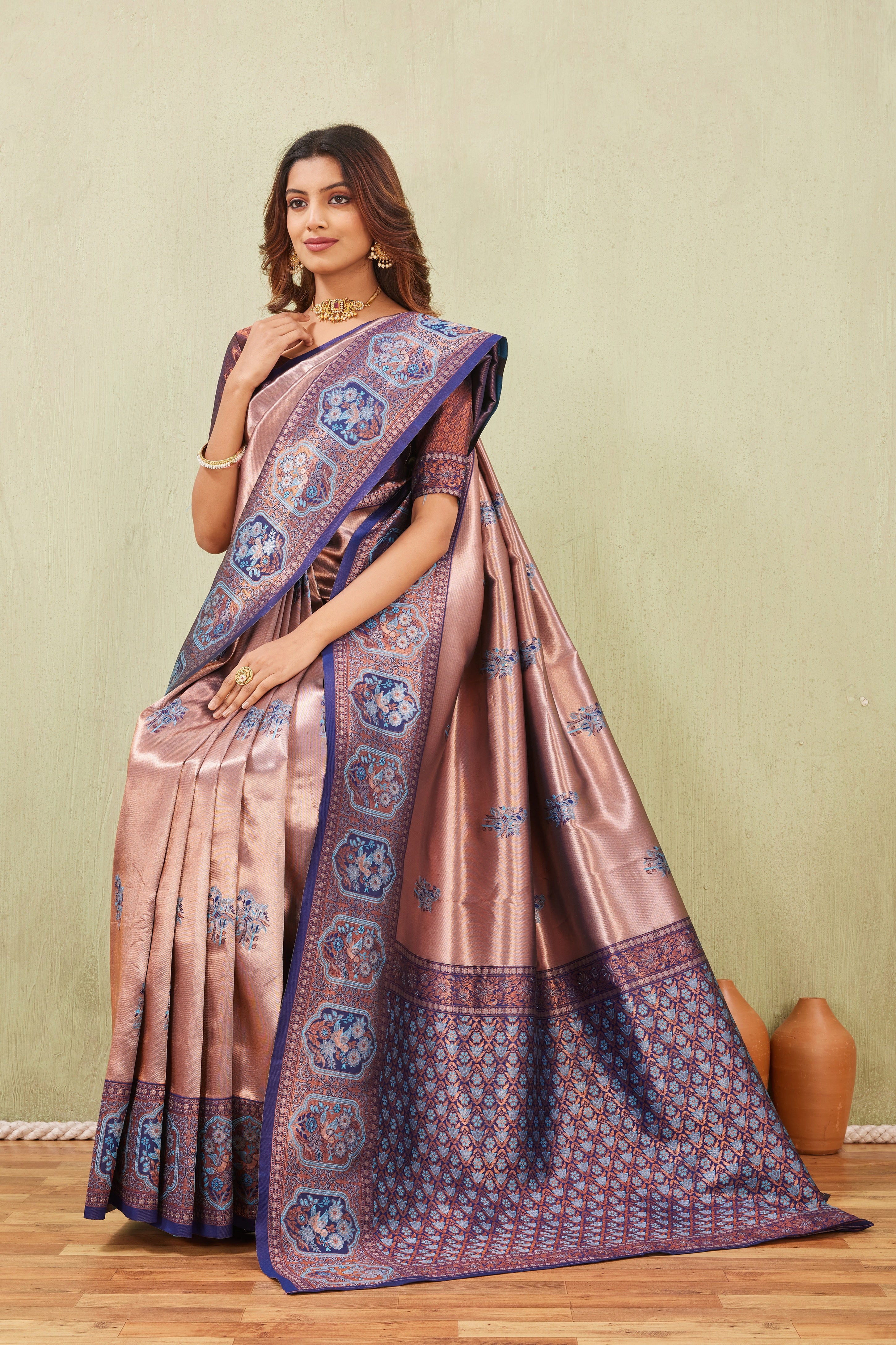 Blue Rama Banarasi Silk Saree with Rich Pallu & Elegant Jacquard Jari Work