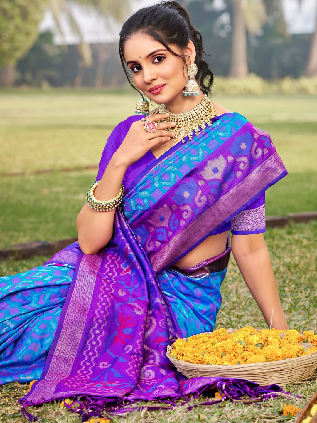 Blue Silk Weaving Classic Saree