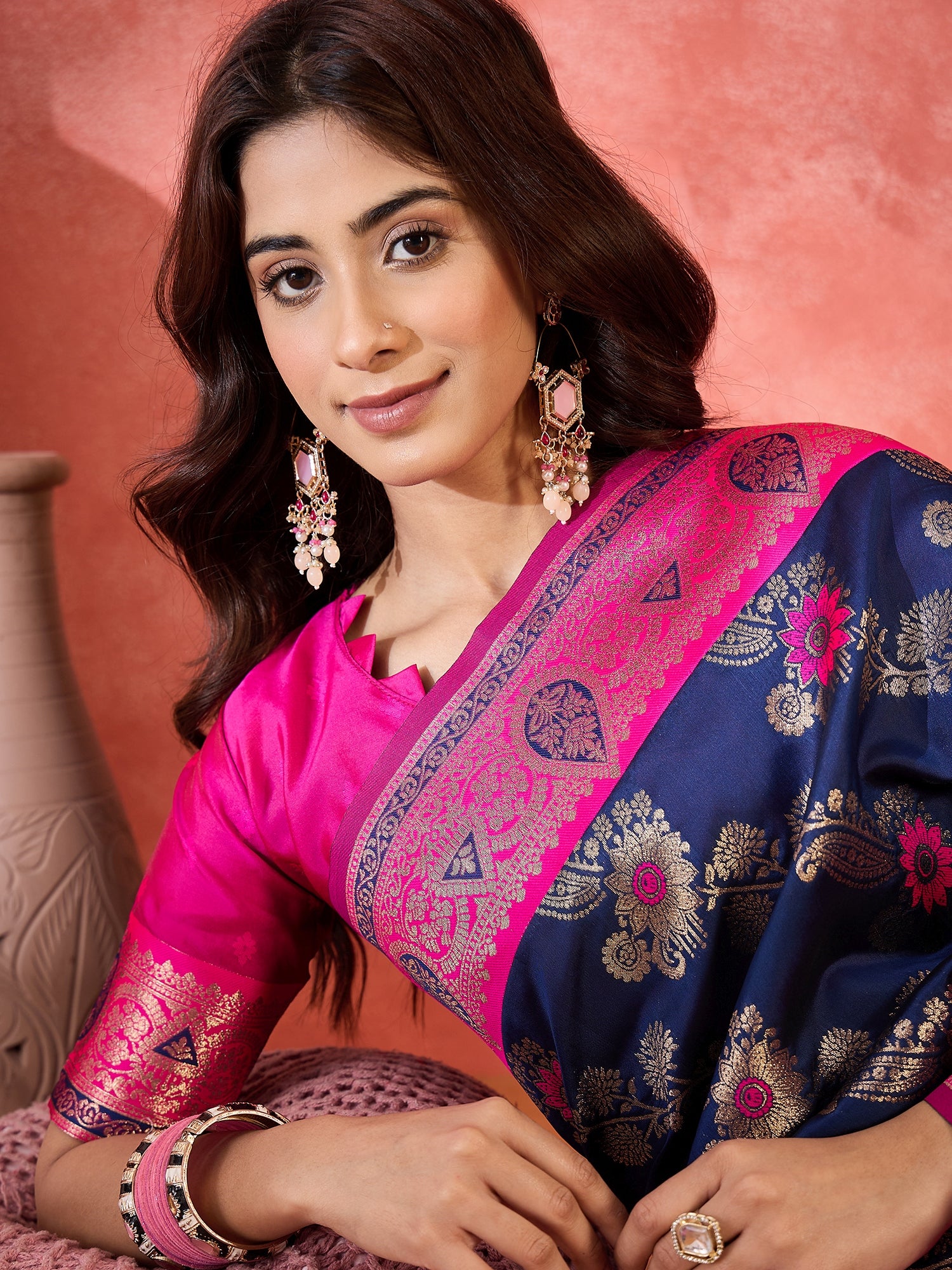 Blue Silk Woven Designer Partywear Ethnic Silk Saree