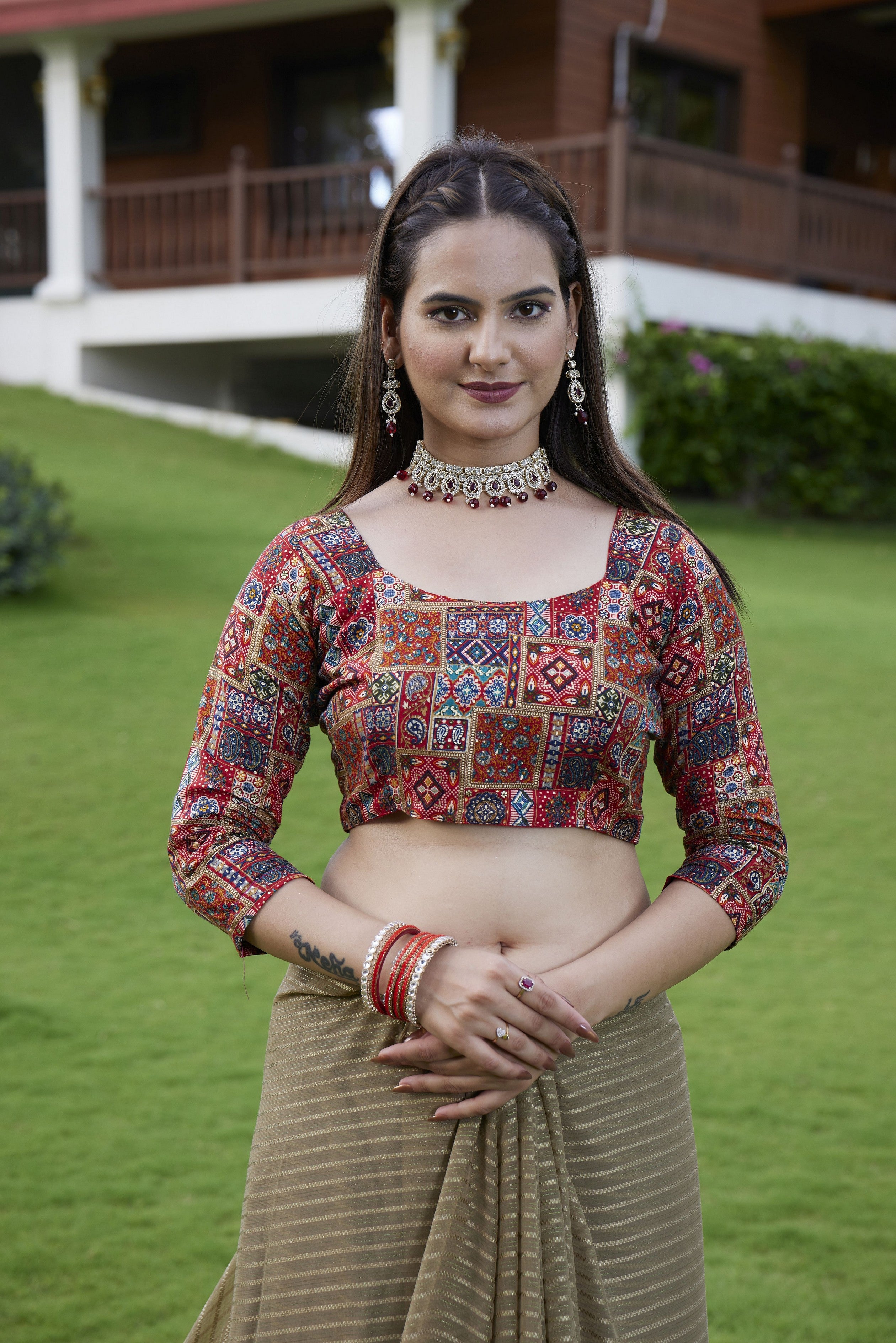 Brown Beautiful Designer Girlie Trendy Saree