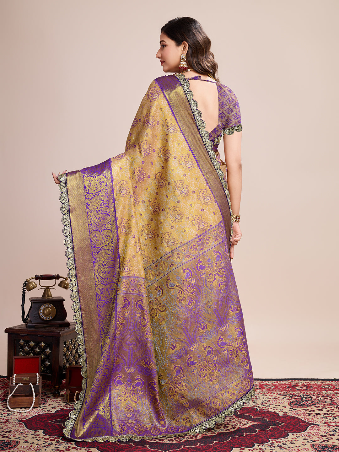 Brown Beautiful Soft Silk Woven Jari Designer Saree