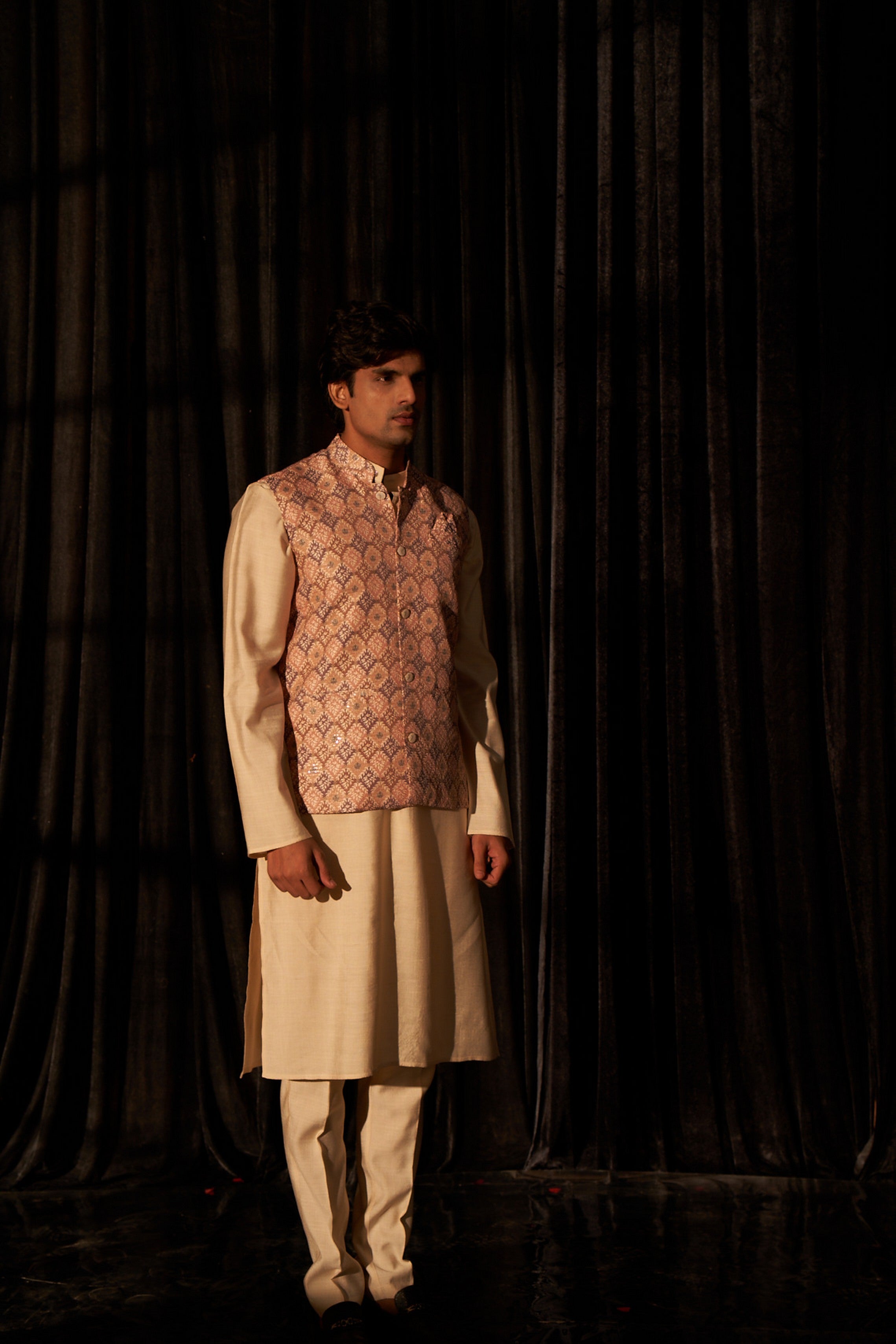 Brown Color Printed Ethnic Jacket – Rich Tones for Special Occasions