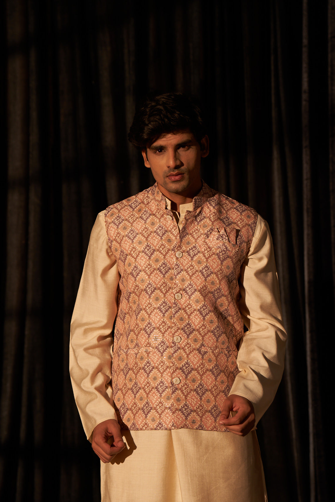 Brown Color Printed Ethnic Jacket – Rich Tones for Special Occasions