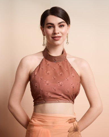 Brown Georgette Designer Printed Graceful Ethnic Saree