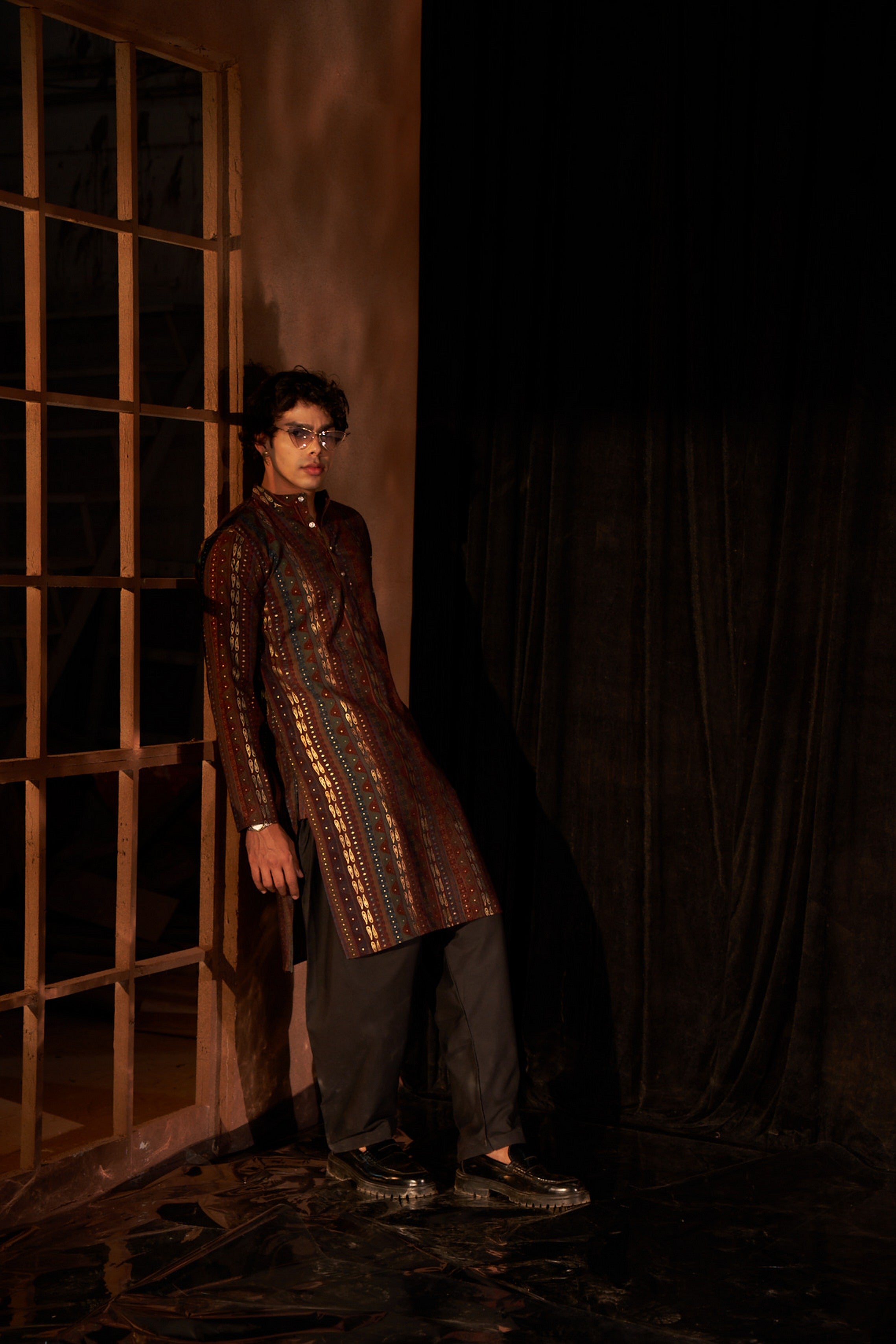 Brown Modal Silk Designer Printed Kurta Payjama – Rich, Stylish Ensemble