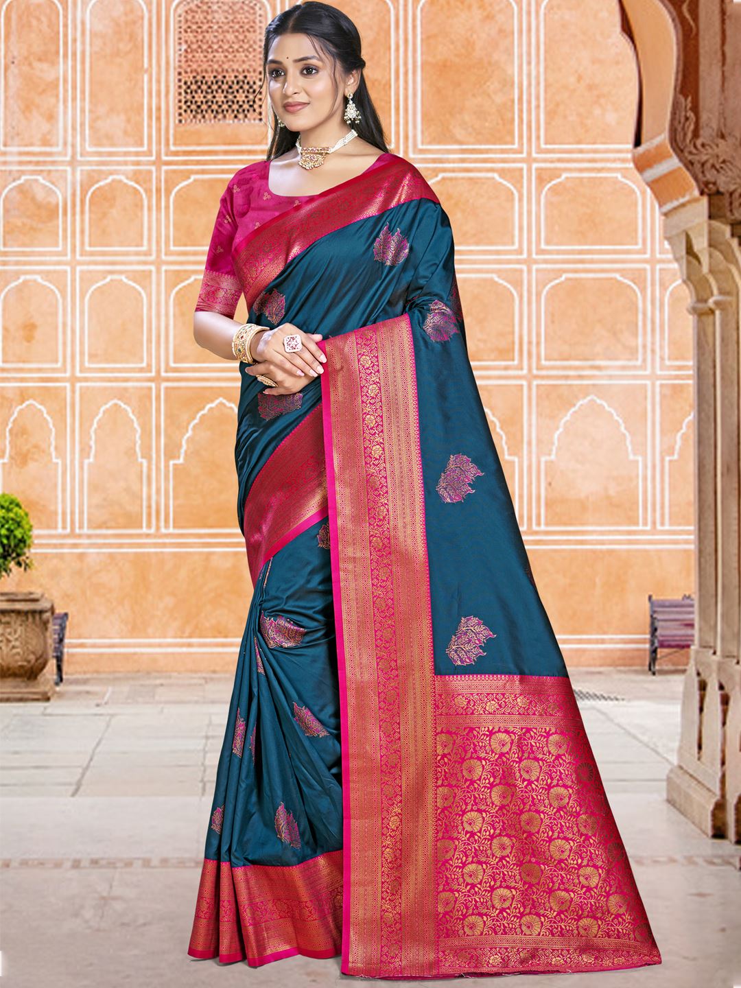Celestial Blue Colour Soft Silk Saree