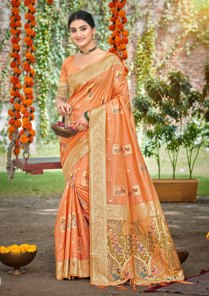 Charming Yellow Assam Silk Meenakari Festival Saree