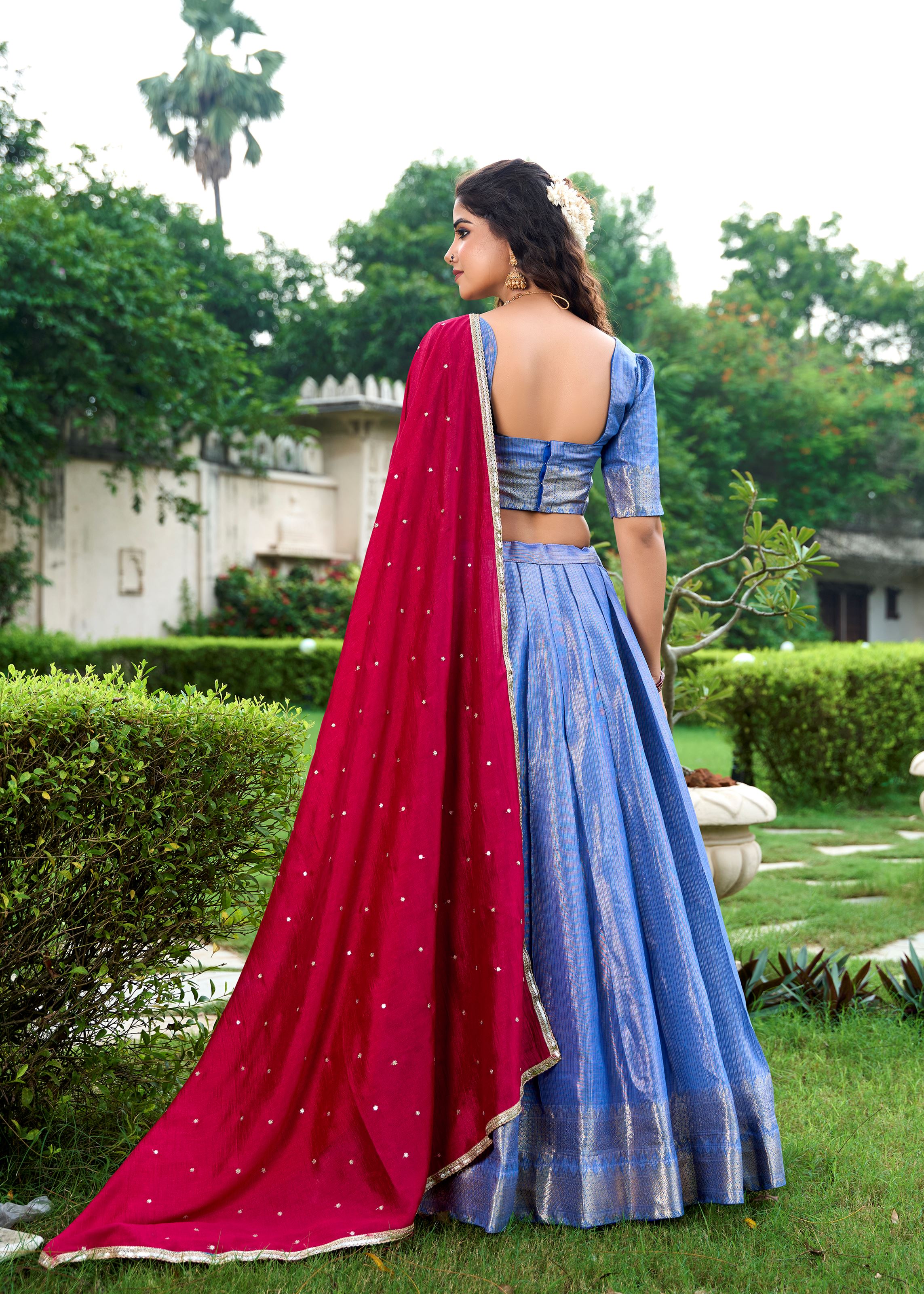 Classic Royal Blue Elegance With A Touch Of Tradition Kanchipuram Lehenga