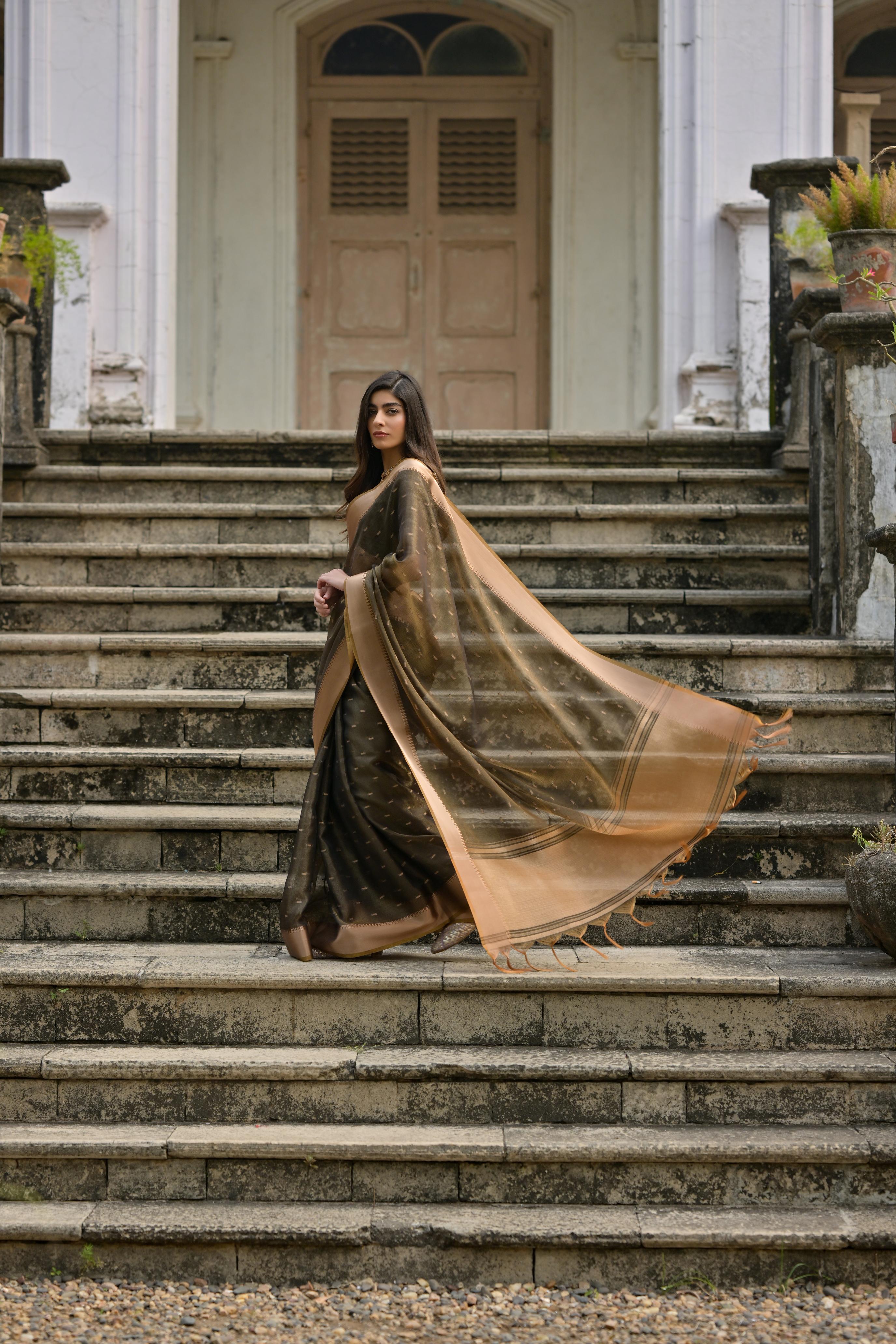 Coffee Kalyani Silk Elegant Designer Festive Wear Heavy Woven Designer Saree