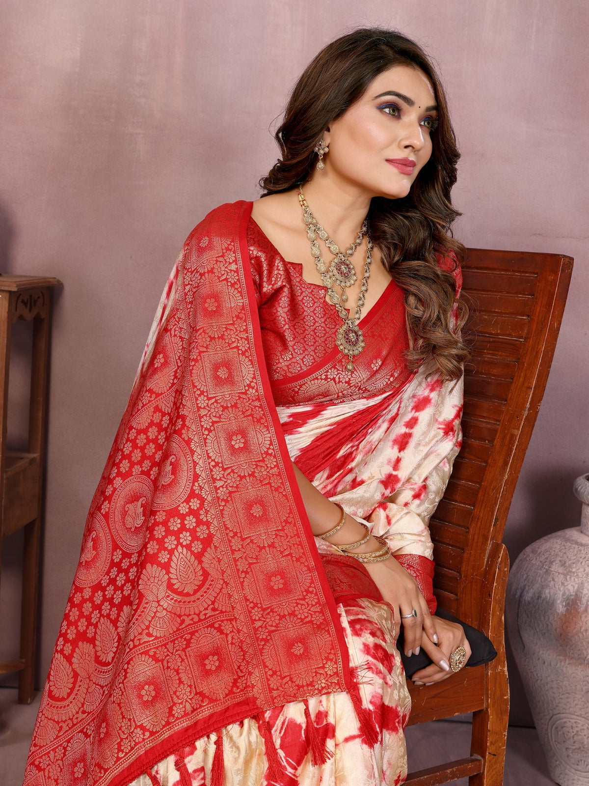 Cream Soft Satin Silk Saree With Elegant Sibory Zari Border
