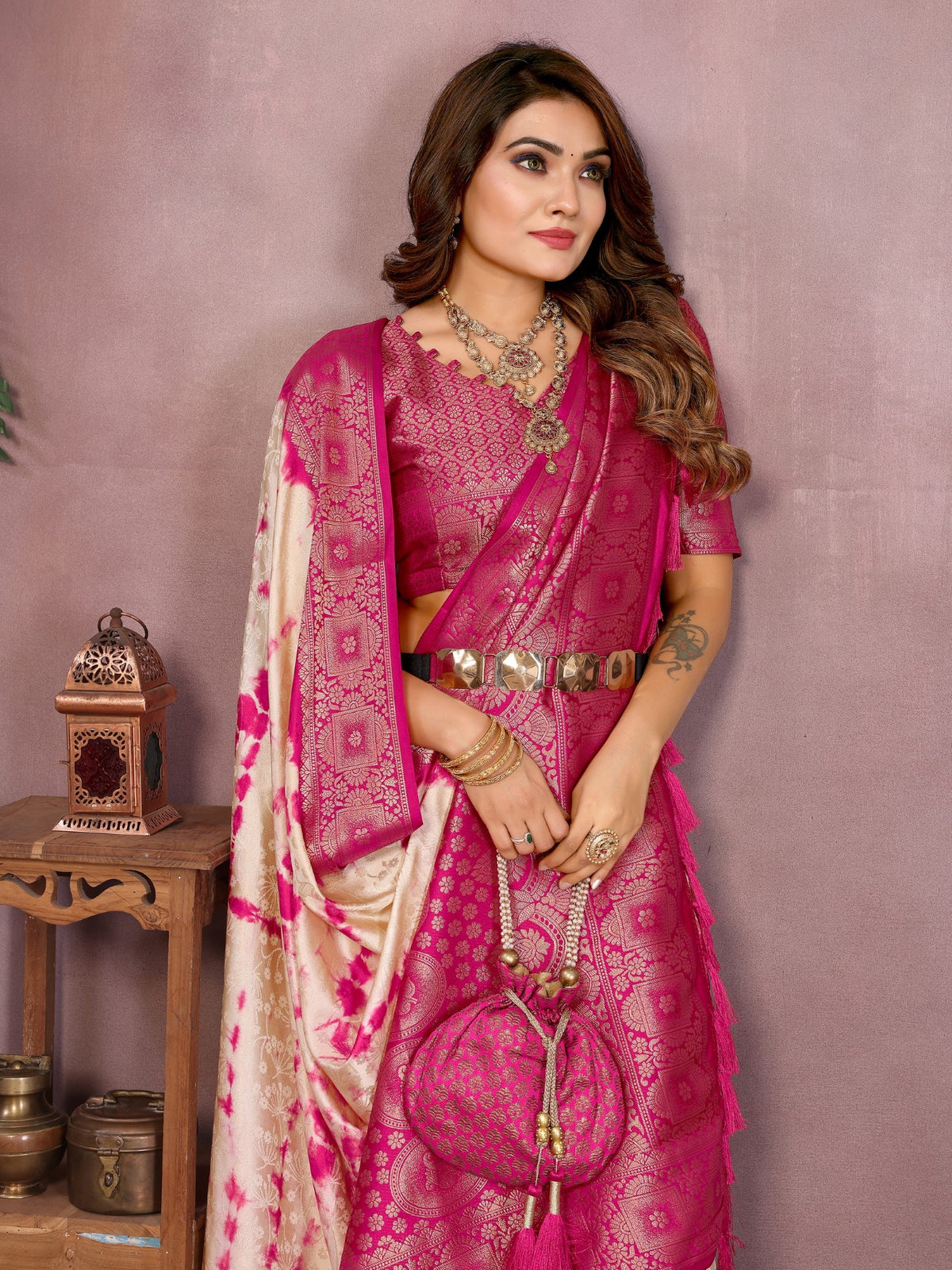 Cream Soft Satin Silk Saree With Traditional Sibory Zari Border
