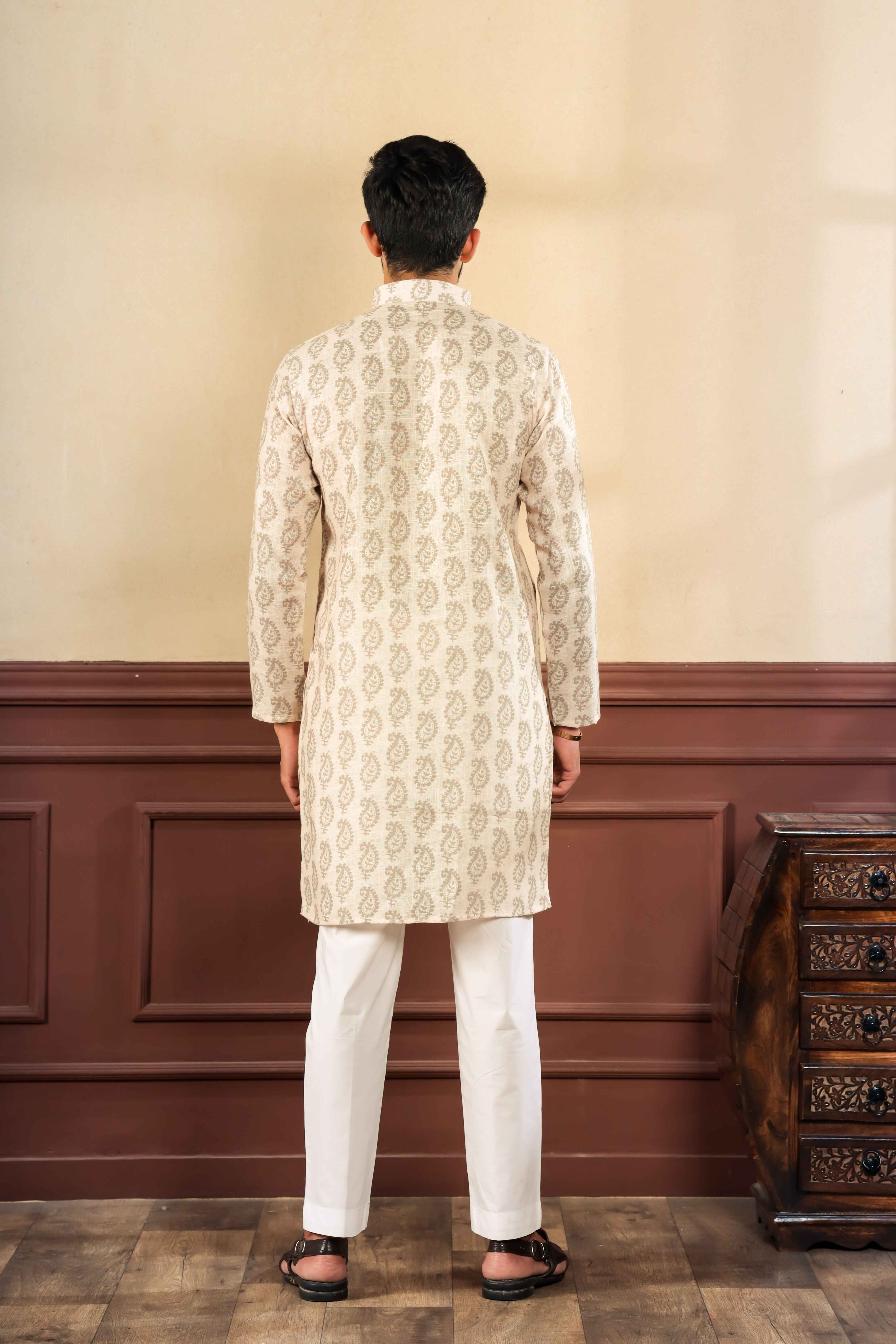 Cream Sophisticated Kurta Pajama for Ceremonial Wear