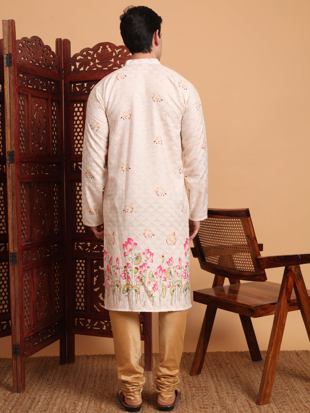 Cream Traditional Kurta for Ceremonial Looks