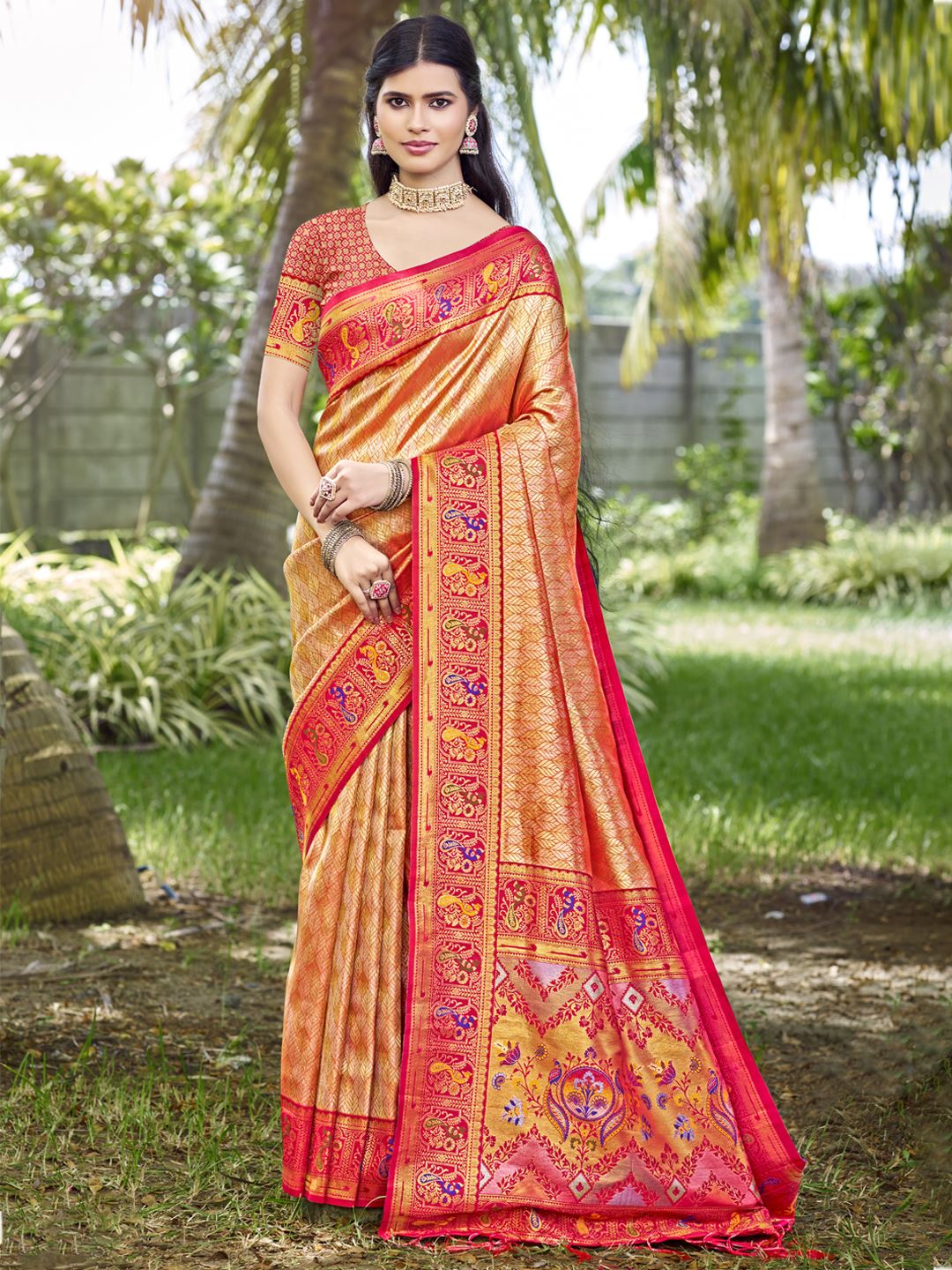 Crimson Red Colour Soft Silk Saree