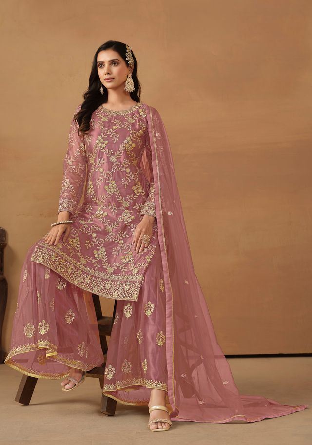Dark-Baby-Pink Salwar Kameez With Sequance Work