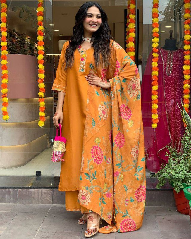 Dark Pink Viscose Chinon Kurta Pant Set With Embroidery Work