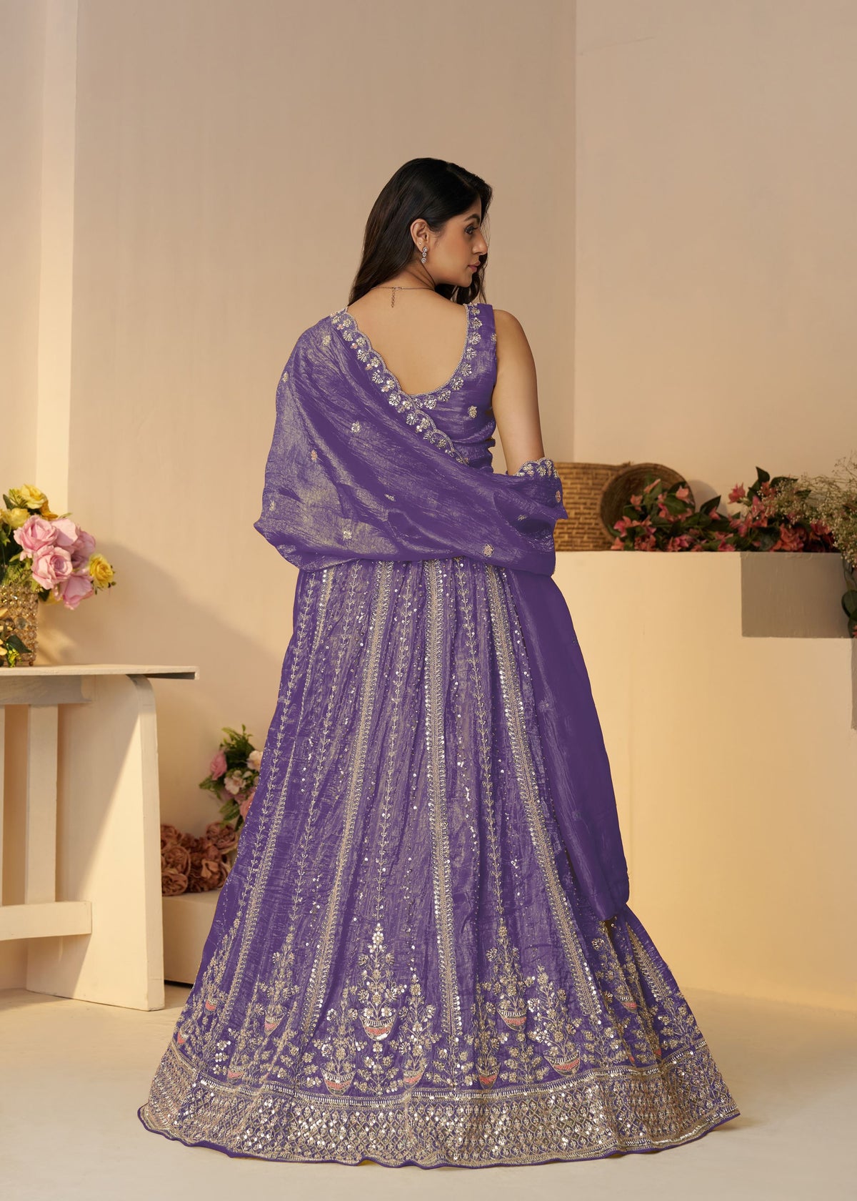 Dark Purple Bridal Wear Lehenga