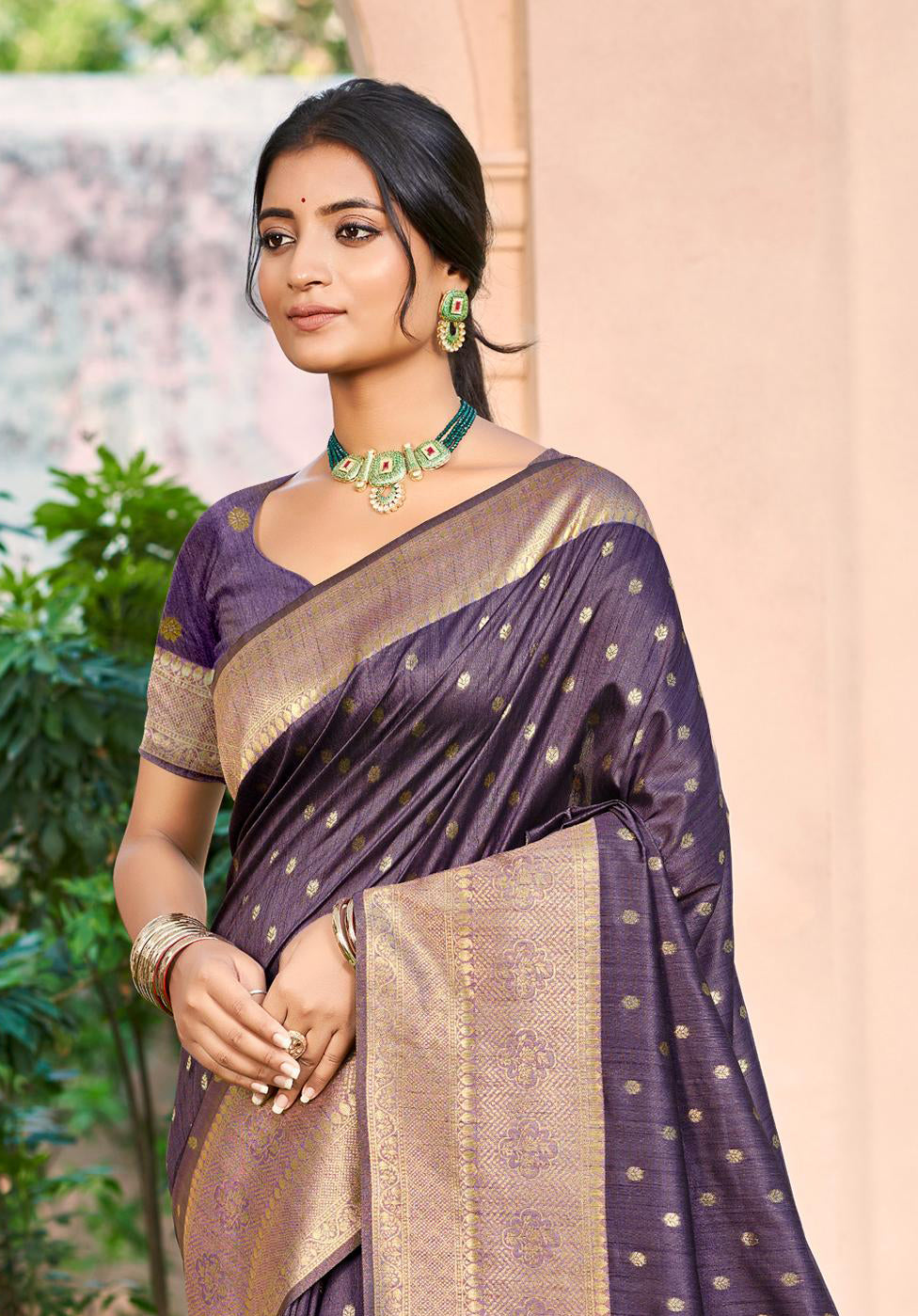 Dark Wine Assam Silk Saree With Minimalist Elegance and Classy Drape