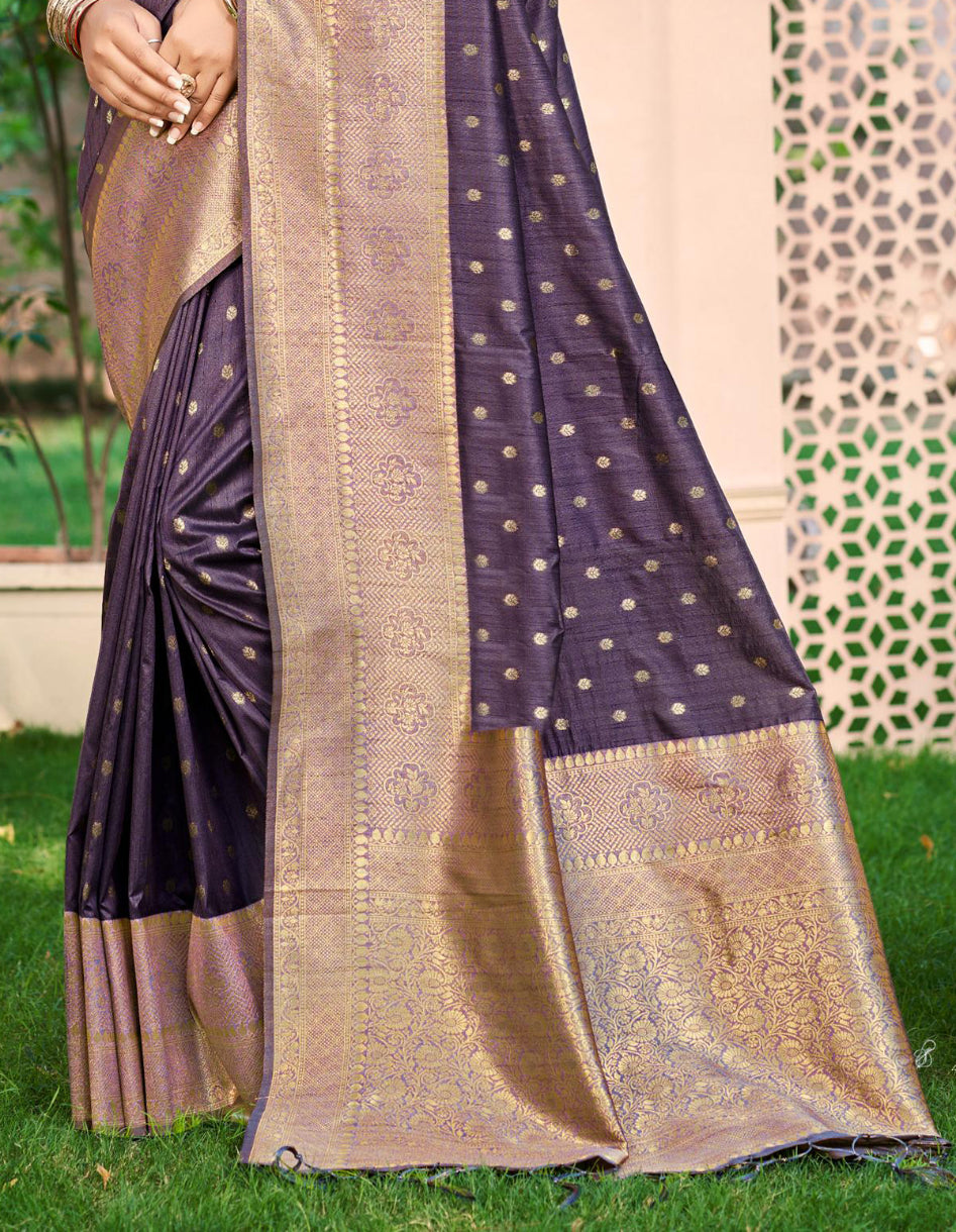 Dark Wine Assam Silk Saree With Minimalist Elegance and Classy Drape