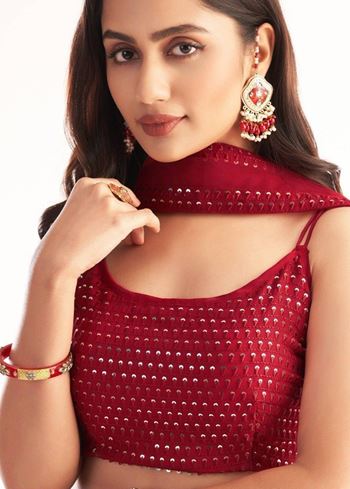 Delightful Red Georgette Party Wear Lehenga Choli With Dupatta