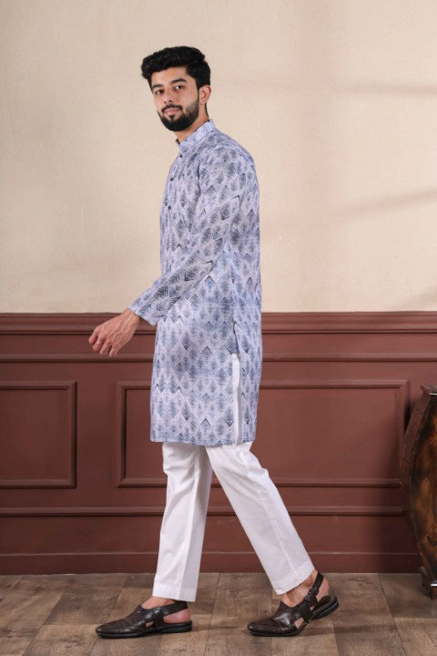 Denim Blue Sophisticated Kurta Pajama for Ceremonial Wear