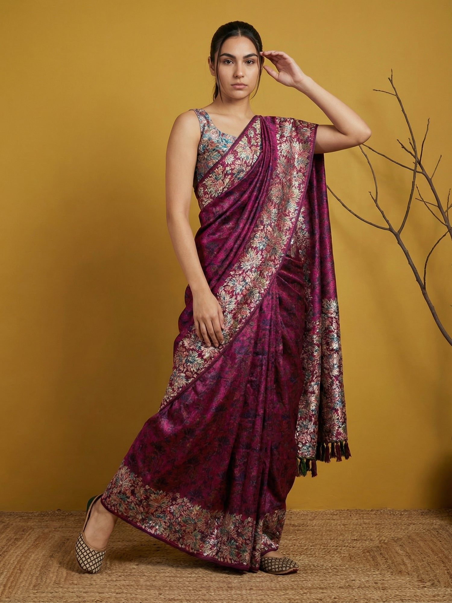 Designer Magenta Soft Silk Saree with Elegant Woven Prints