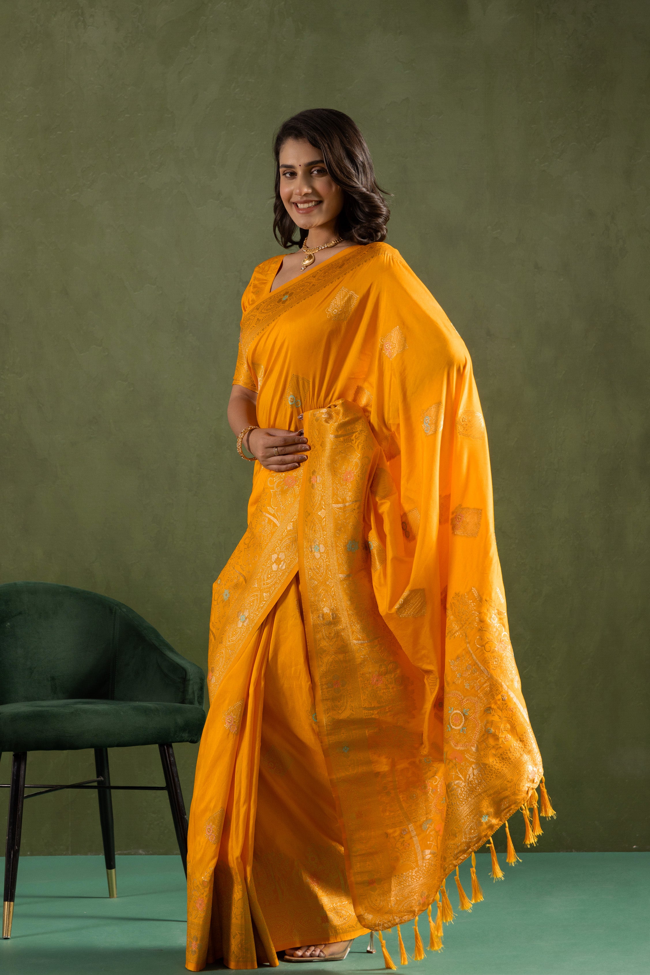 Dolla Silk Woven Jari Designer Ethnic Yellow Sophisticated Partywear Saree