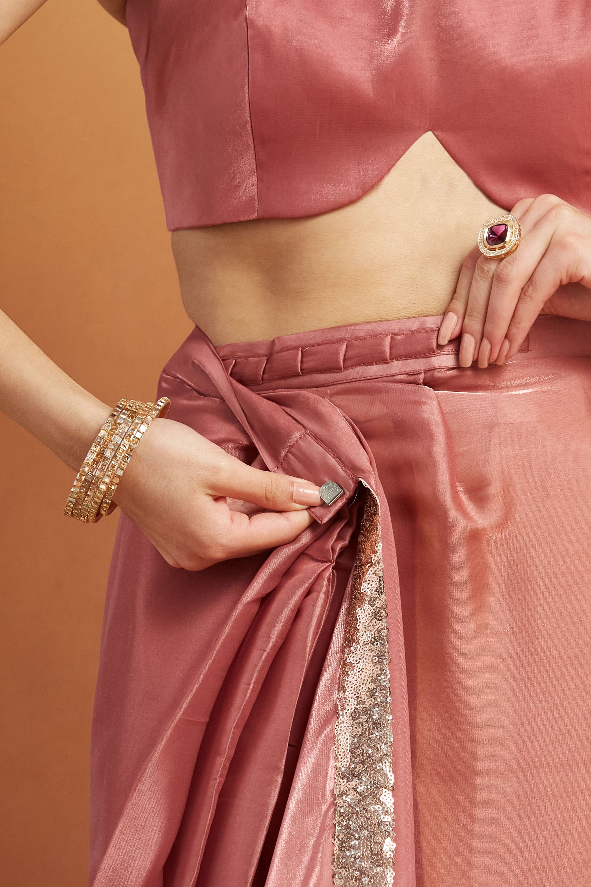 Dusty Pink Beautiful Velvet Ceremonial Wear Bollywood Saree