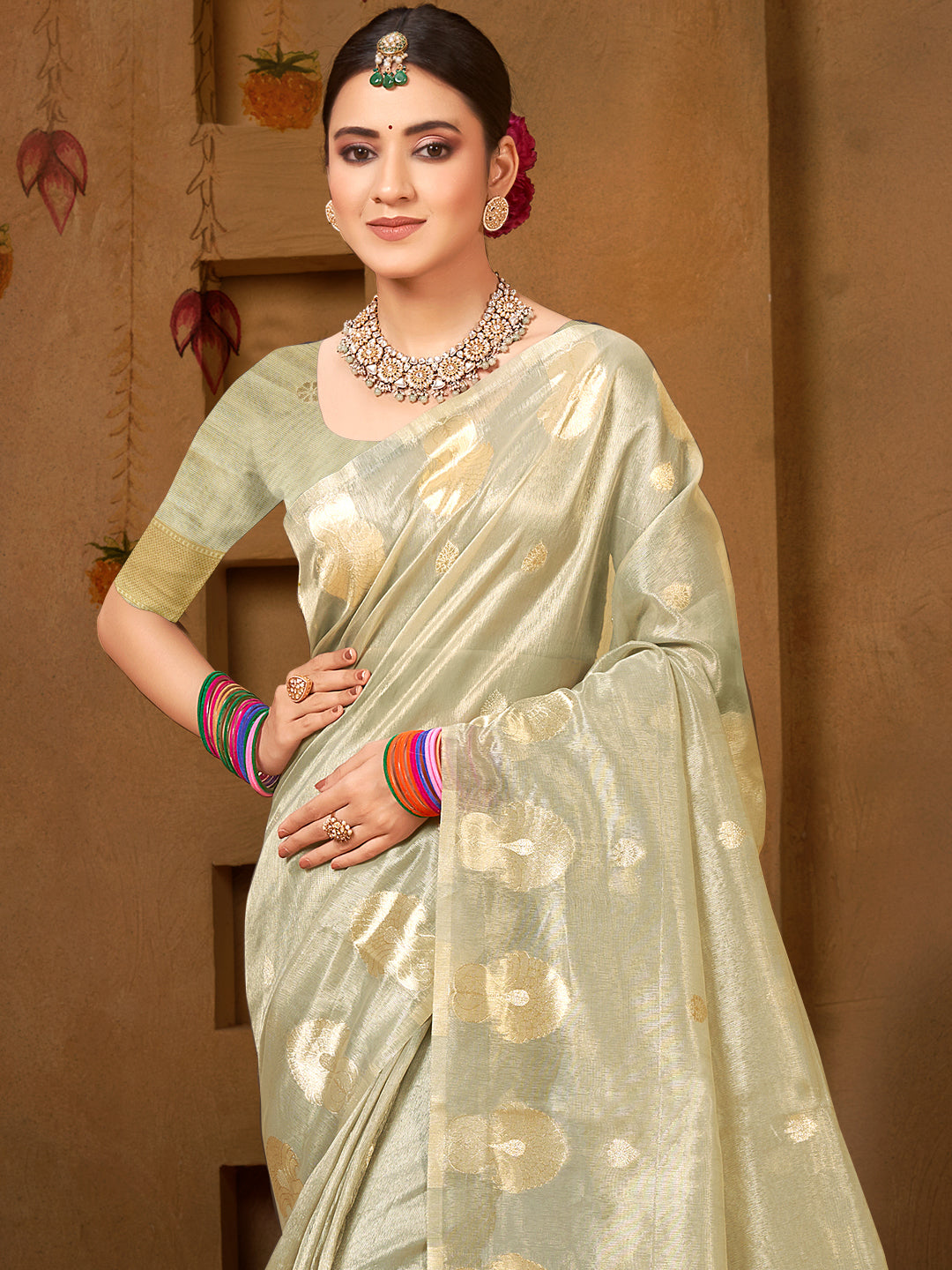 Enchanting Grey Munga kota Festival Saree for Women