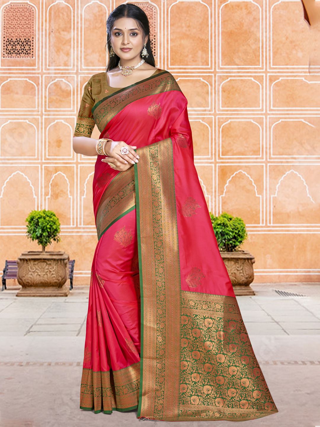Enchanting Pink Colour Soft Silk Saree