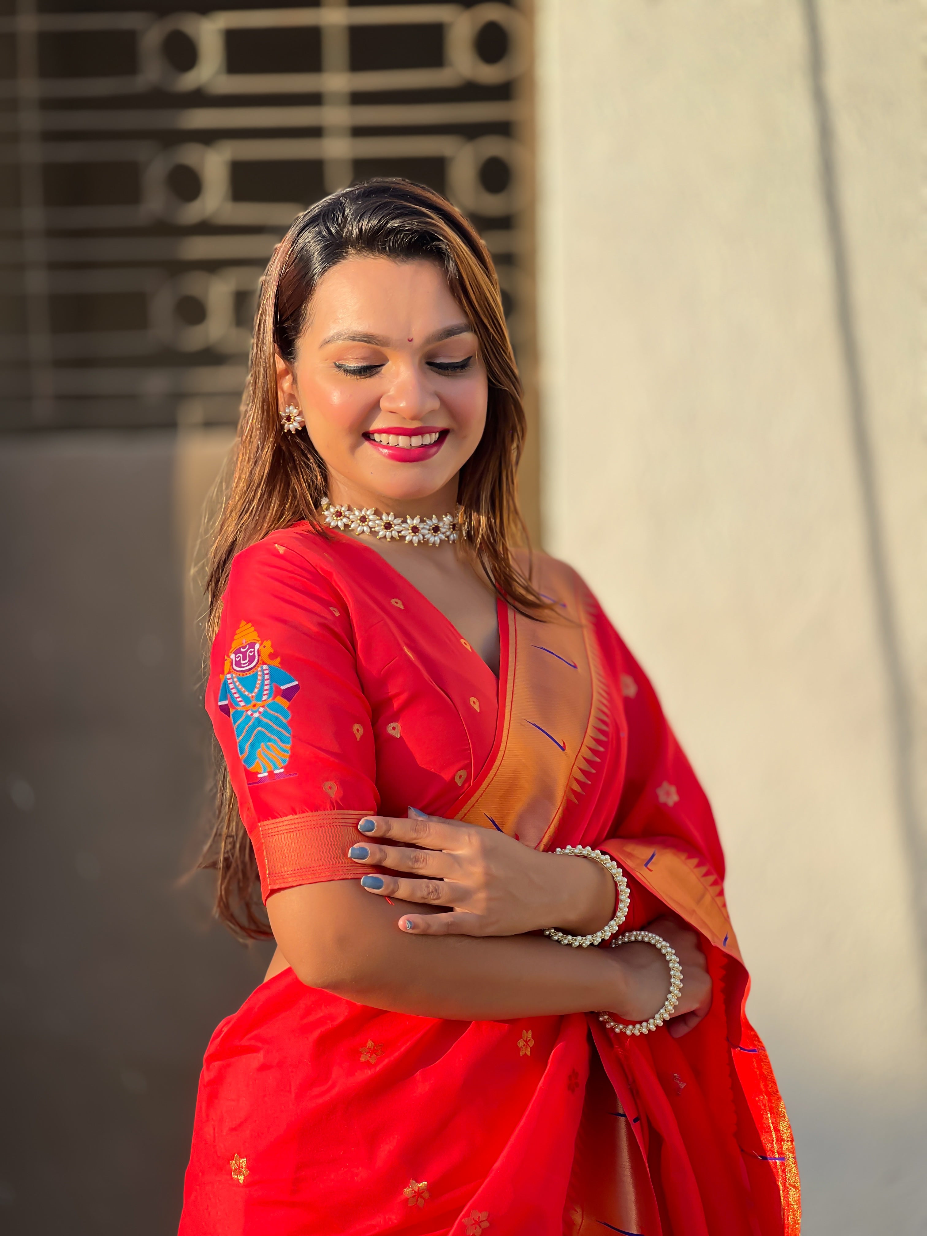 Festival Looks Red Soft Silk Woven Paithani Vitthala Designer Saree