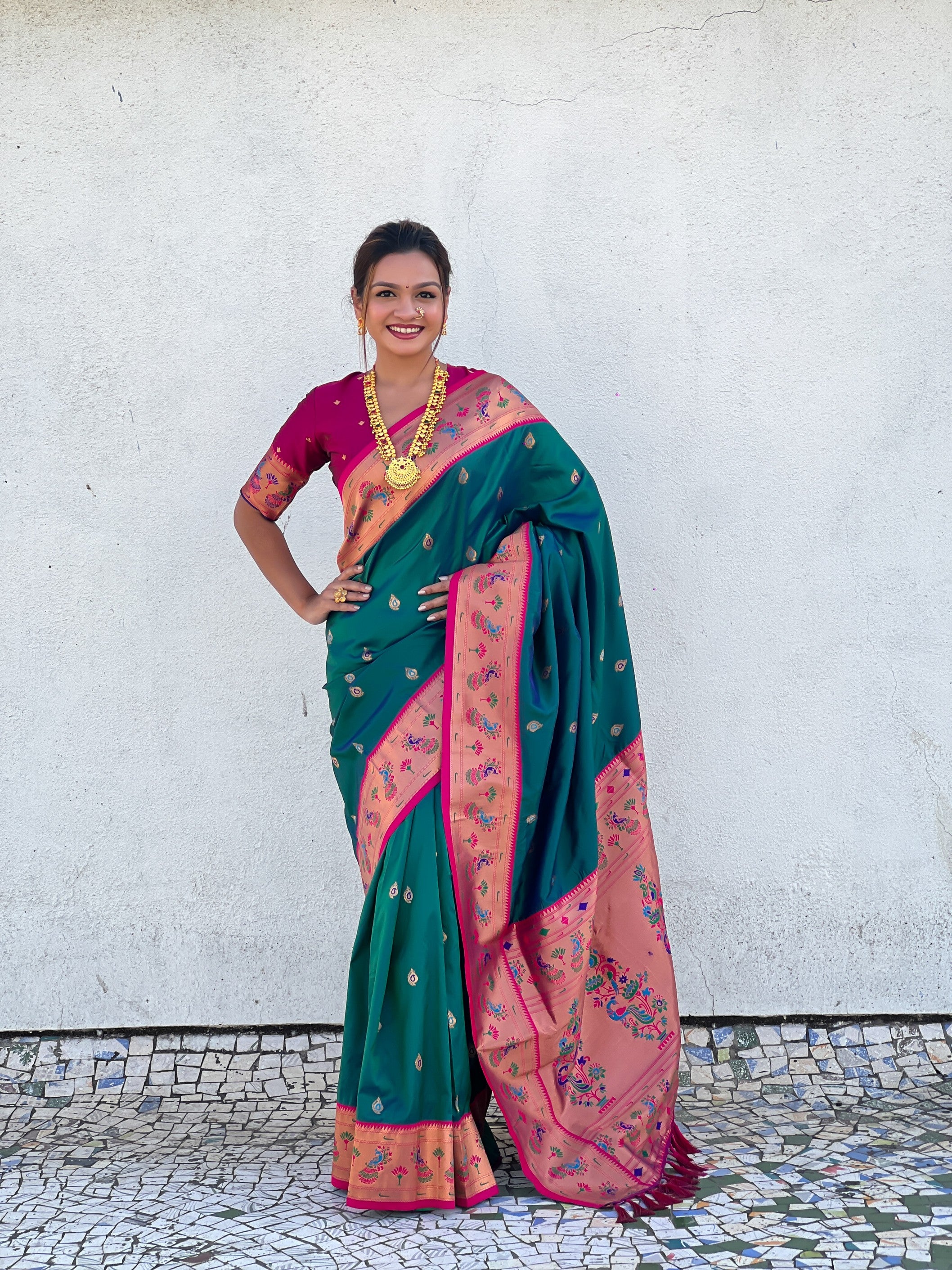 Glamorous Weaving Meenakari Designer Soft Silk Ethnic Partywear Teal Blue Saree