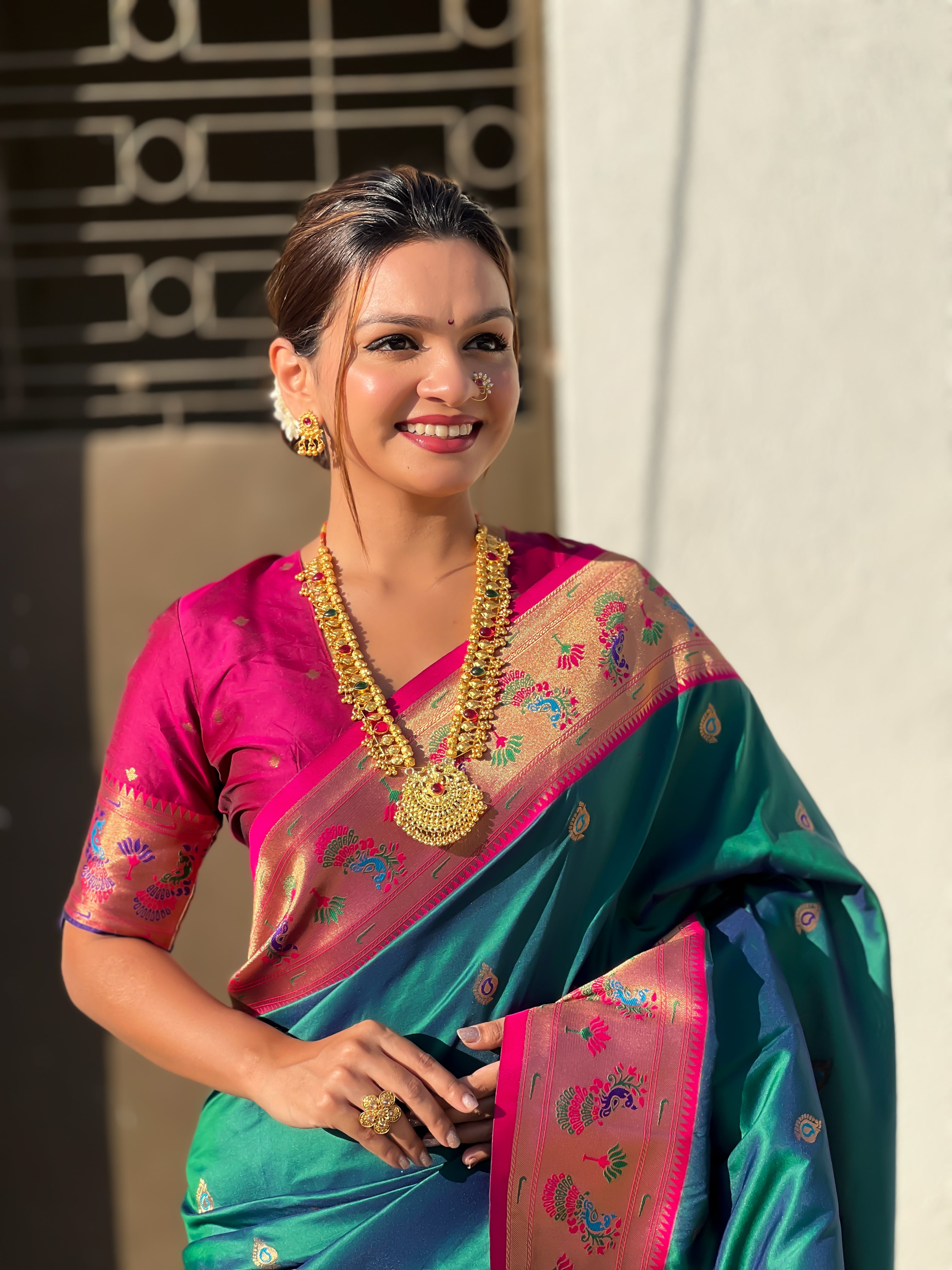 Glamorous Weaving Meenakari Designer Soft Silk Ethnic Partywear Teal Blue Saree